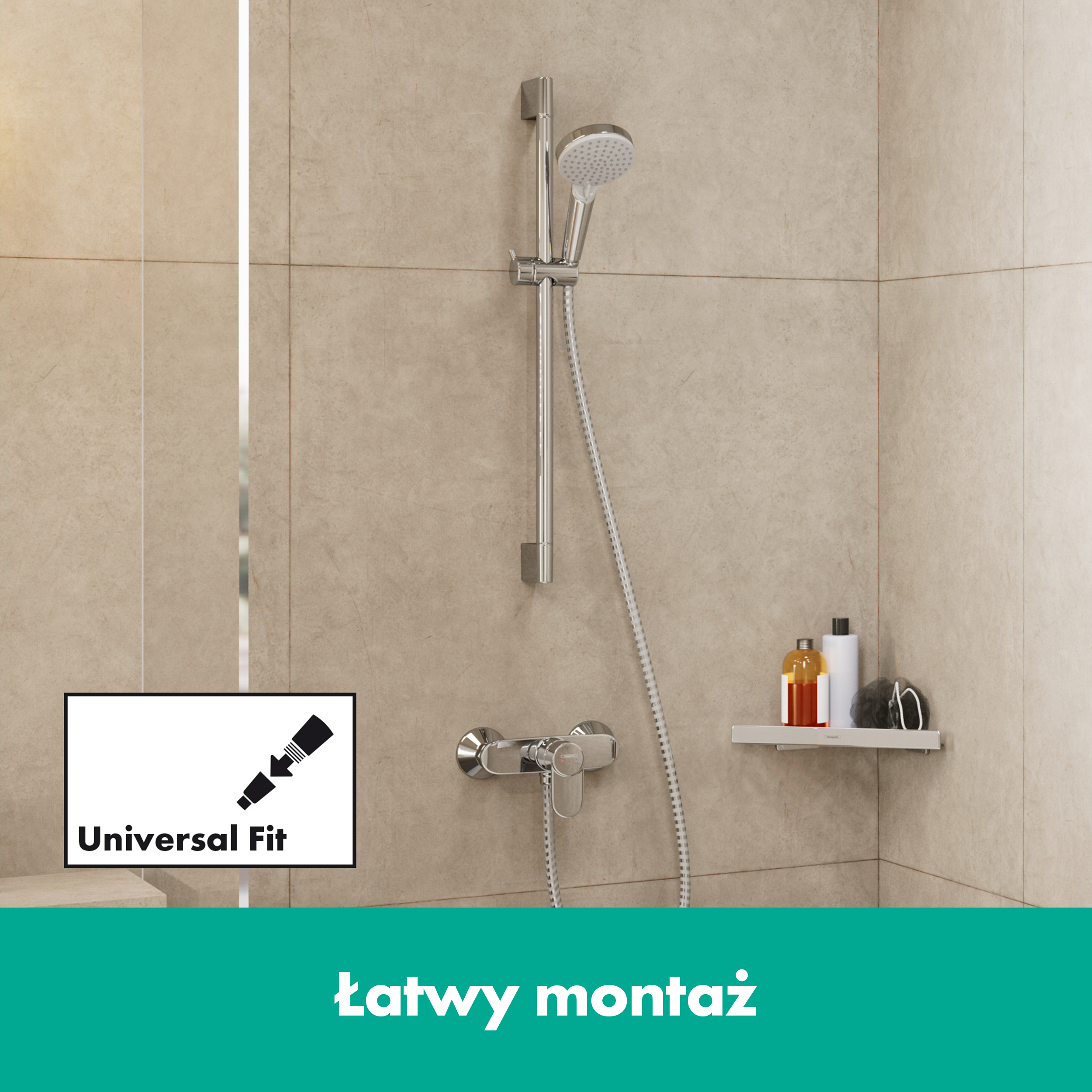 Zestaw prysznicowy przesuwny chromowany Blend Ecosmart HANSGROHE - 5