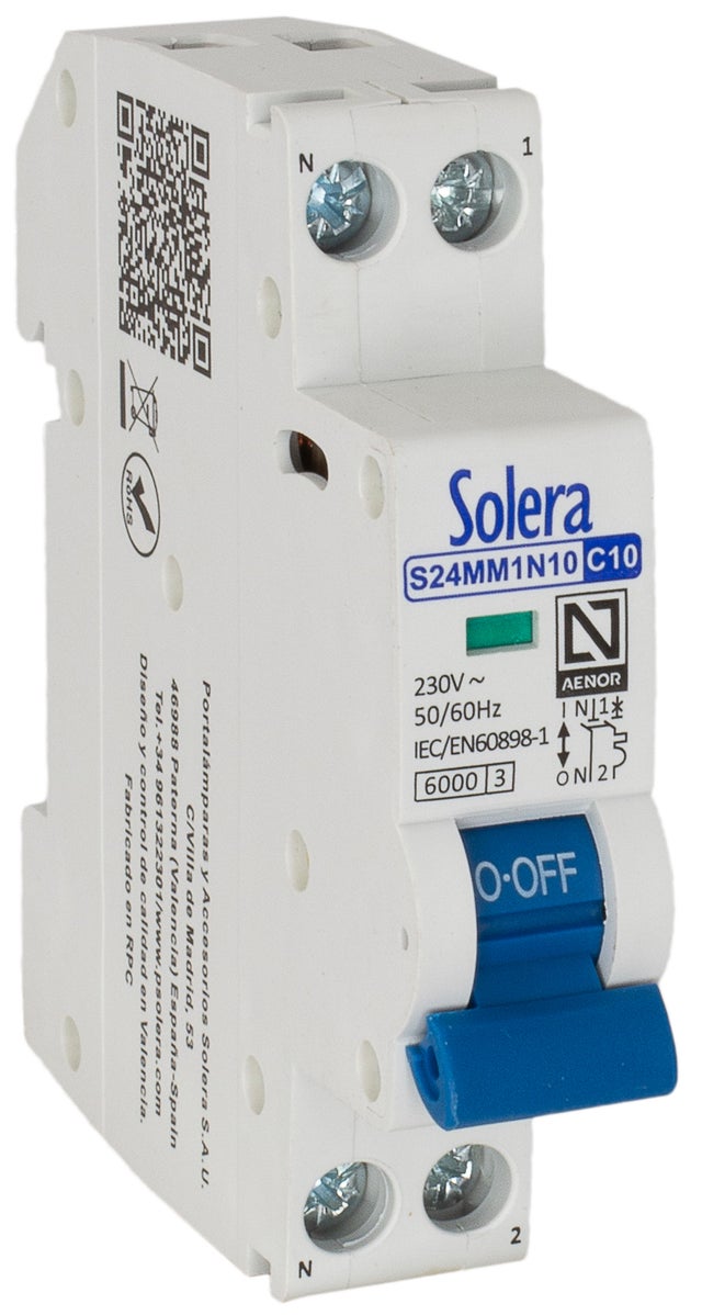 AUTOMATICO MAGNETOTERMICO 1 P+N 1 MODU 10A SOLERA