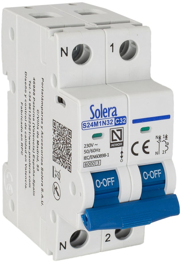 AUTOMATICO MAGNETOTERMICO 1 P+N 32A SOLERA