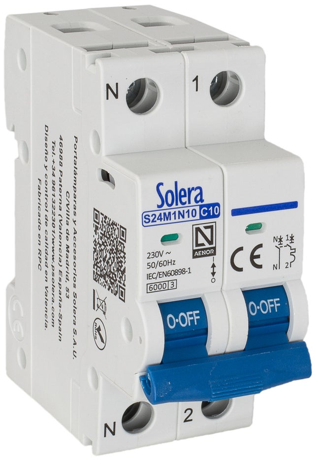 AUTOMATICO MAGNETOTERMICO 1 P+N 10A SOLERA