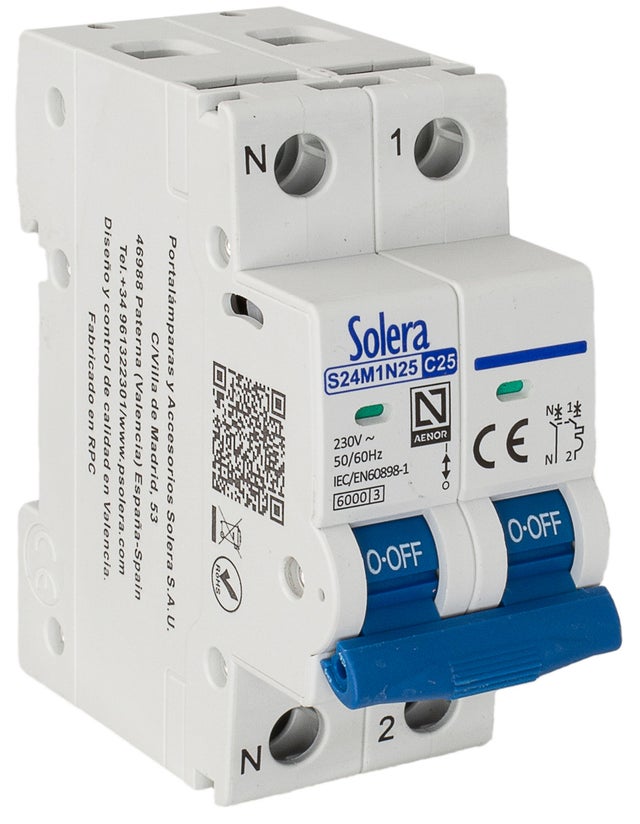 AUTOMATICO MAGNETOTERMICO 1 P+N 25A SOLERA