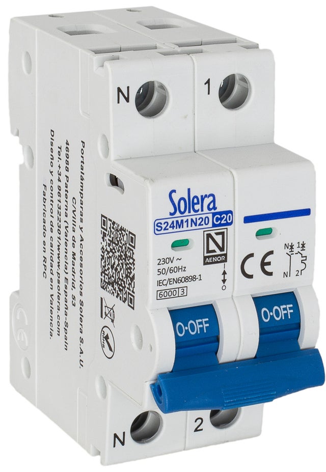 AUTOMATICO MAGNETOTERMICO 1 P+N 20A SOLERA