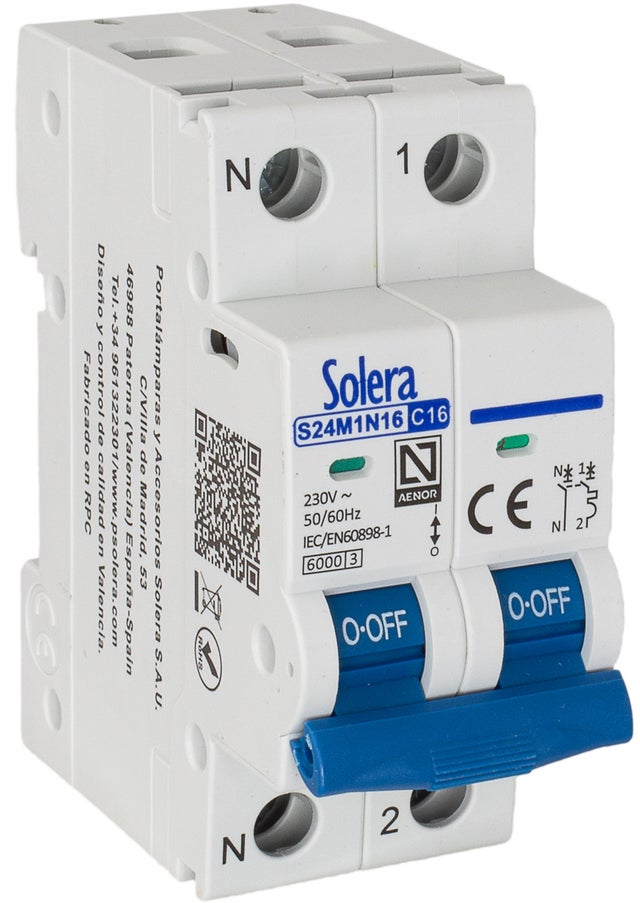 AUTOMATICO MAGNETOTERMICO 1 P+N 16A SOLERA