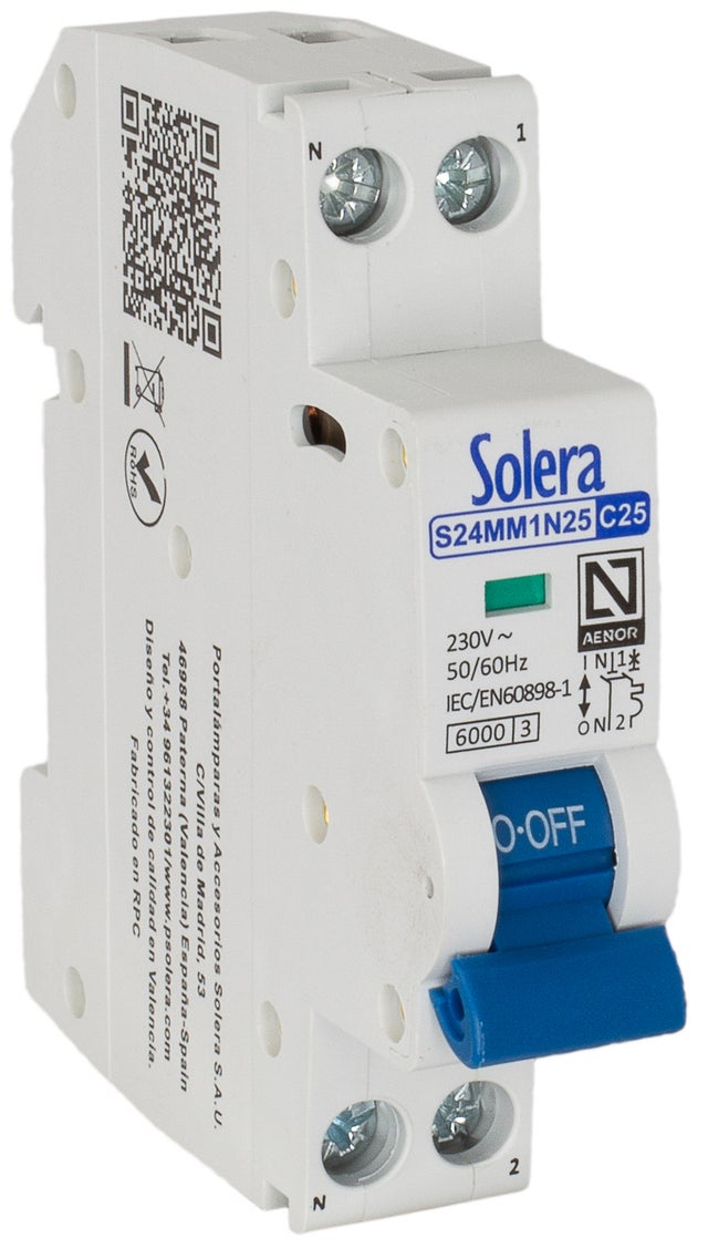 AUTOMATICO MAGNETOTERMICO 1 P+N 1 MODU 25A SOLERA