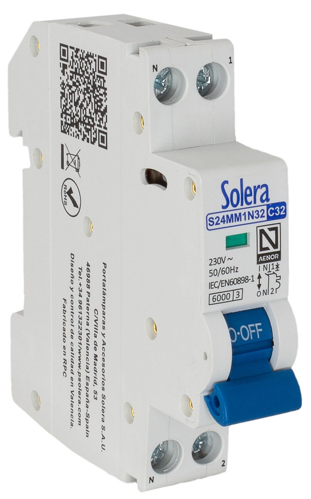 AUTOMATICO MAGNETOTERMICO 1 P+N 1 MODU 32A SOLERA