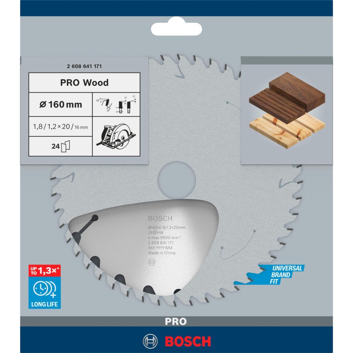 Lame de scie circulaire pour bois BOSCH PRO, 160 x 20 x 1,8 mm 24 dents - 3