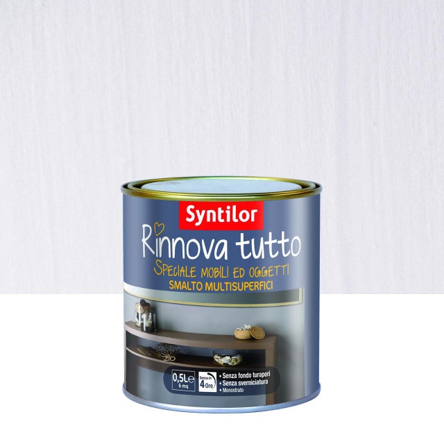 Smalto da interno per mobile, SYNTILOR Rinnova tutto bianco soft opaco, 0.5 L