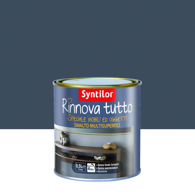 Smalto da interno per mobile, SYNTILOR Rinnova tutto grigio argento metal opaco, 0.5 L
