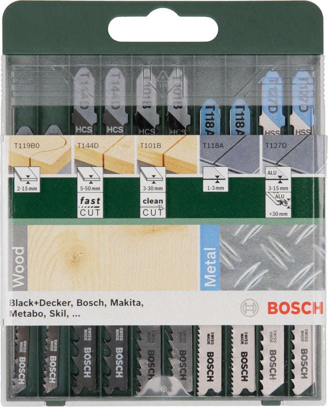 10 Hoja de sierra calar ,vástago en T, multimaterial de 150 mm BOSCH