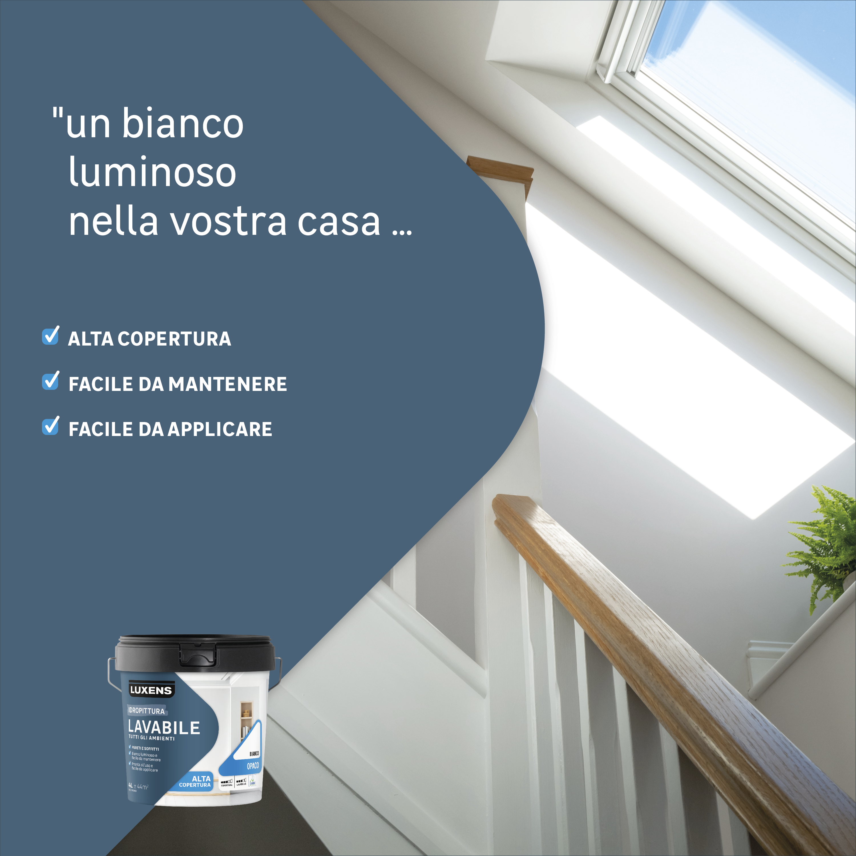 Pittura per interni per parete e soffitto lavabile LUXENS bianco opaco 4 L - 2