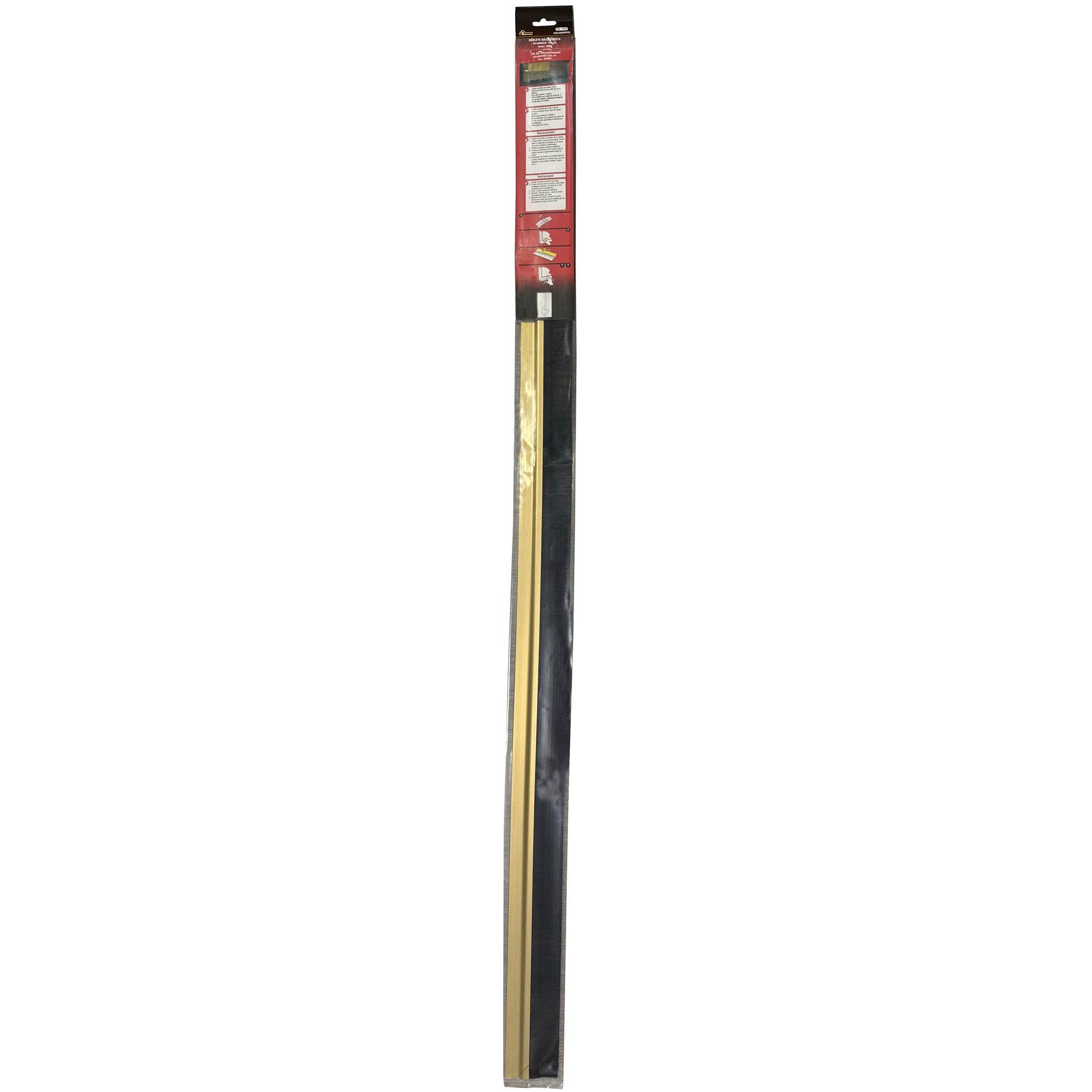Burlete de puerta adhesivo interior BURCASA aluminio en color amarillo/dorado, 10 mm de espesor x 6.5 cm de altura x 125 cm de longitud. Perfil junta plano. Recortable. Tipo de instalación atornillar. - 7