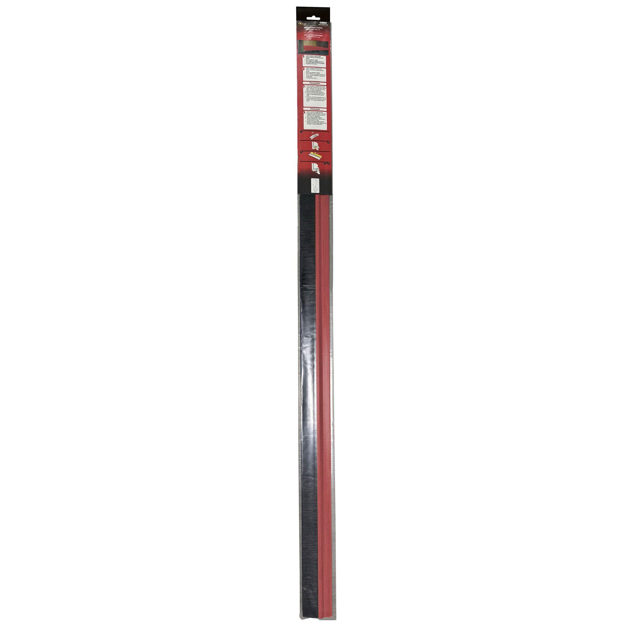 Burlete de puerta adhesivo interior BURCASA aluminio en color marrón 10 mm de espesor x 6.5 cm de altura x 125 cm de longitud. Perfil junta plano. Recortable. Tipo de instalación atornillar.  - 4