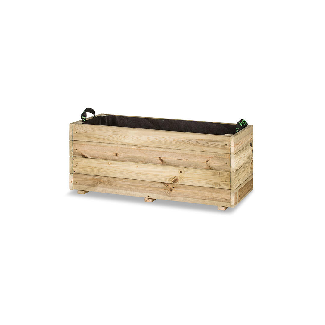 Maceta rectangular de madera hortalia ghio kd 90 x 40 x 40 cm marrón