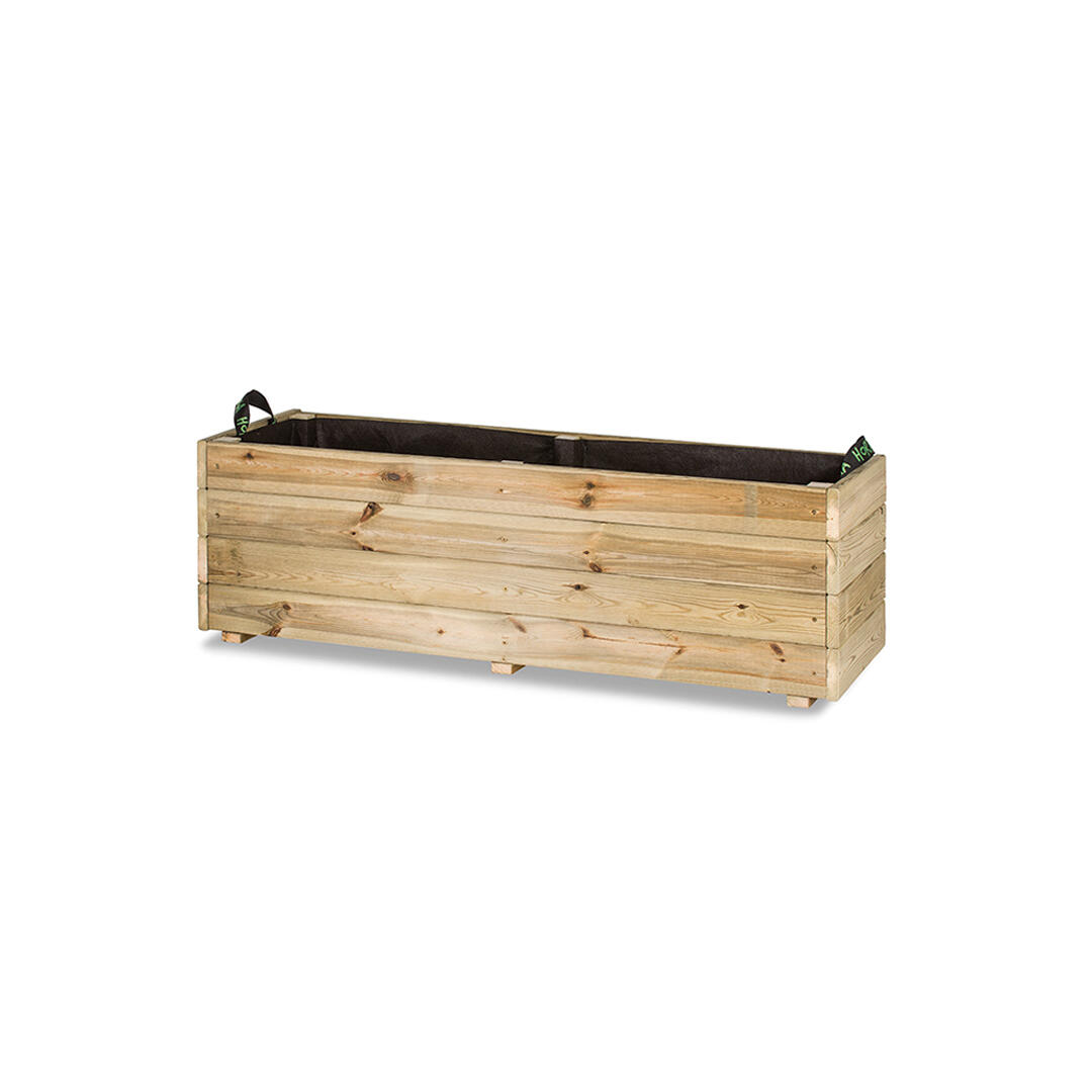 Maceta rectangular de madera hortalia 120 x 30 cm marrón