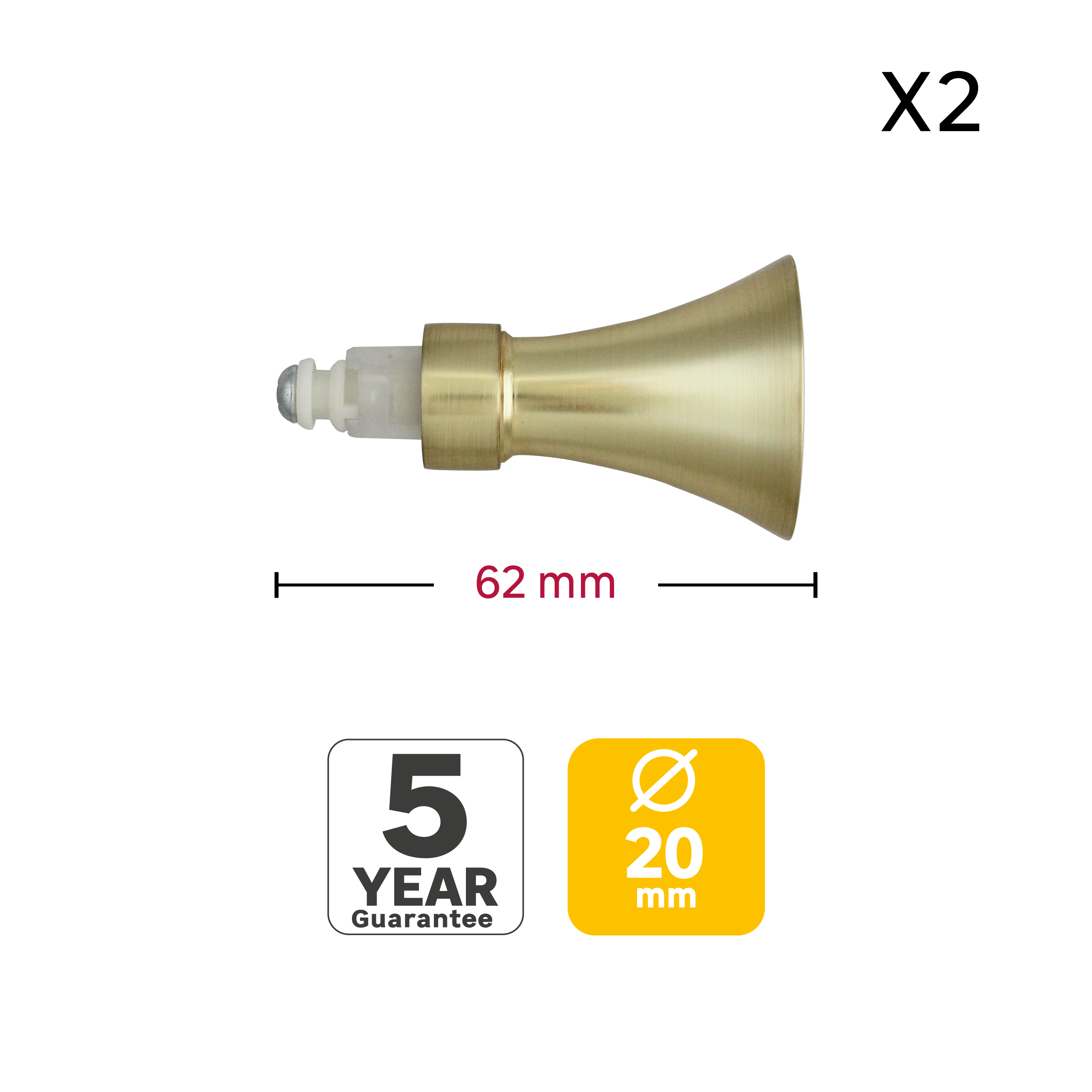 2 terminais para varão de cortina D20mm alumínio glamy Inspire dourado - 3