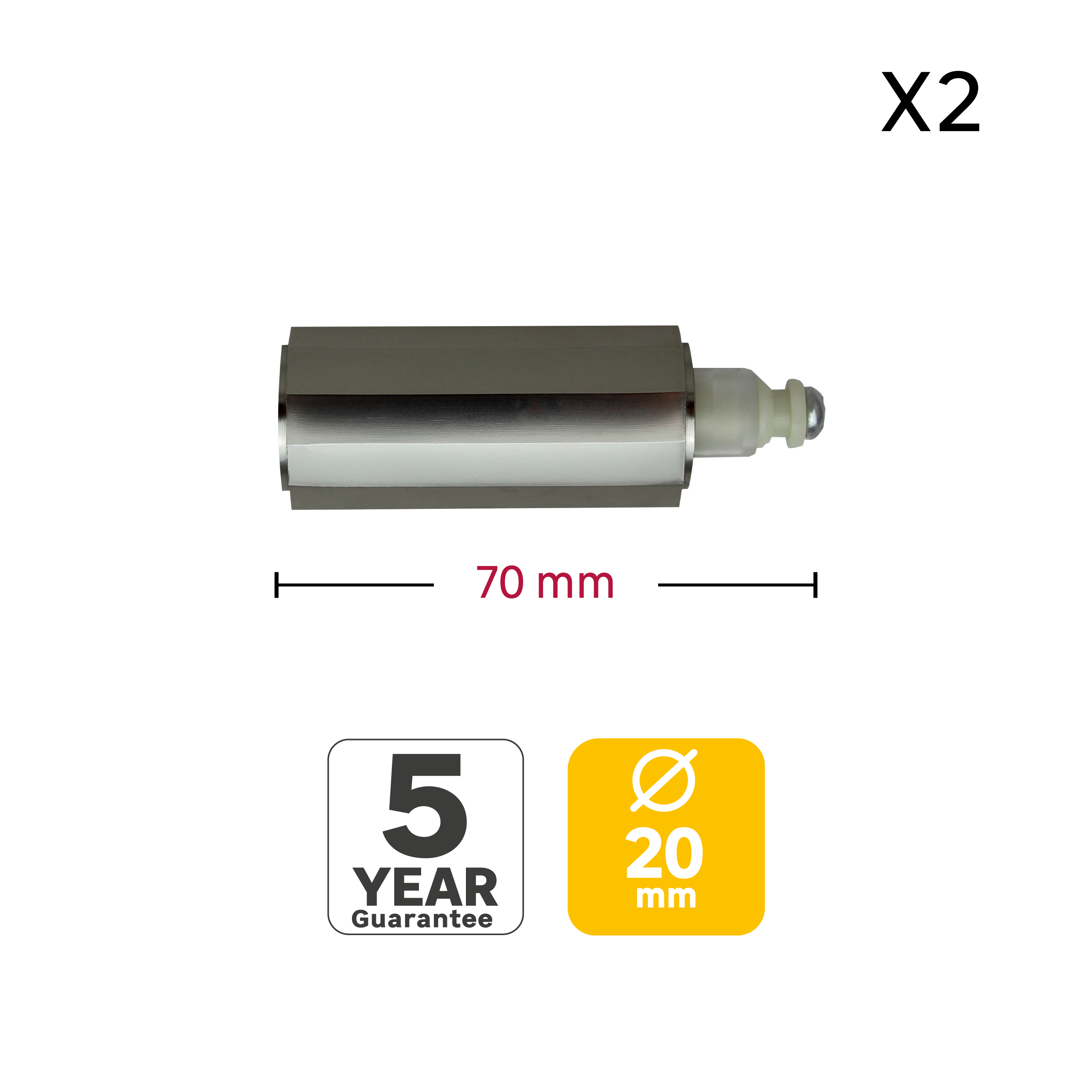 2 terminais para varão de cortina D20mm alumínio easyfix cromado mate Inspire cinza - 3