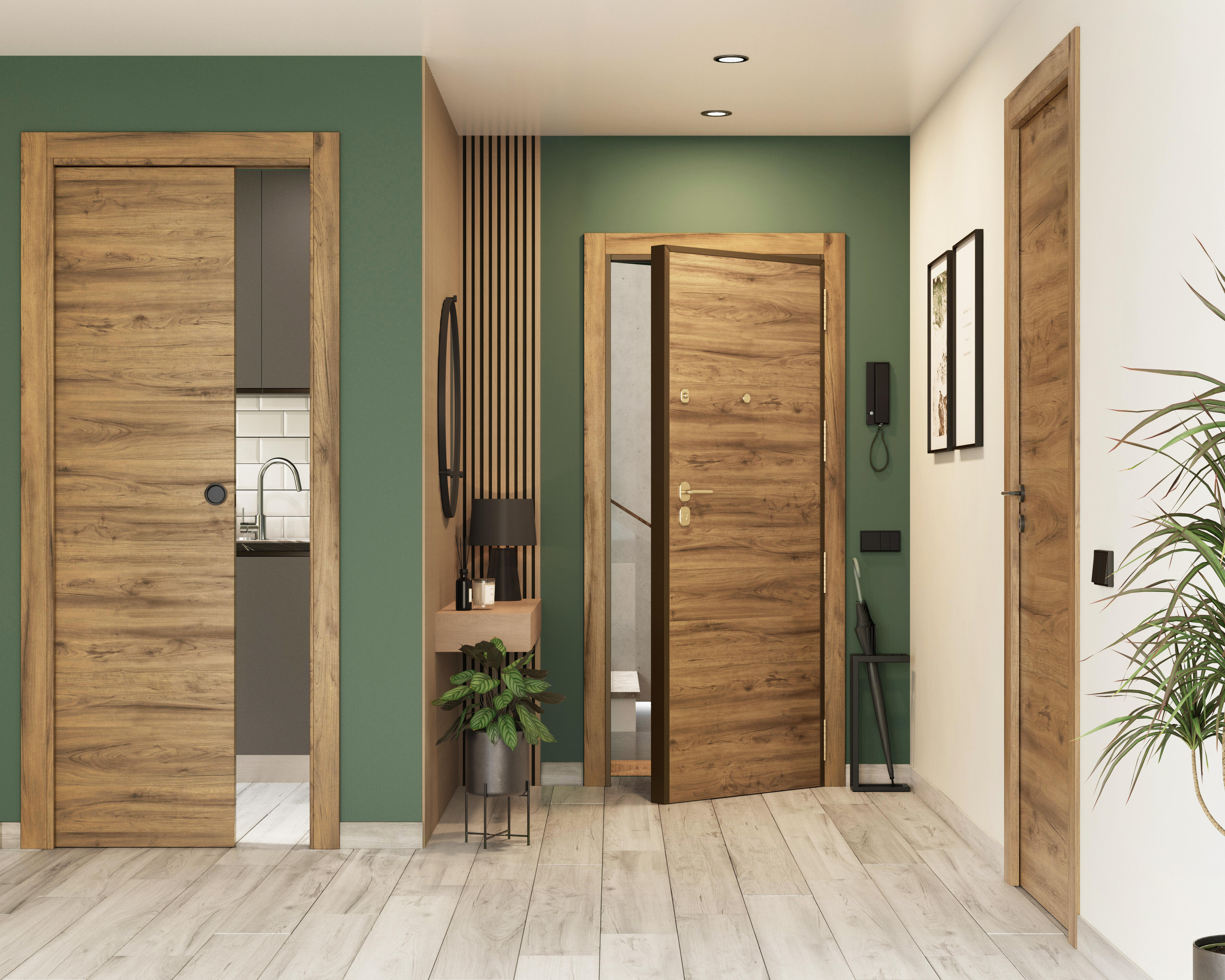 Puerta de interior abatible ciega maciza melamina Line Plus Oslo Gold roble apertura izquierda cerco de 7x3 anchura 72.5cm - 2