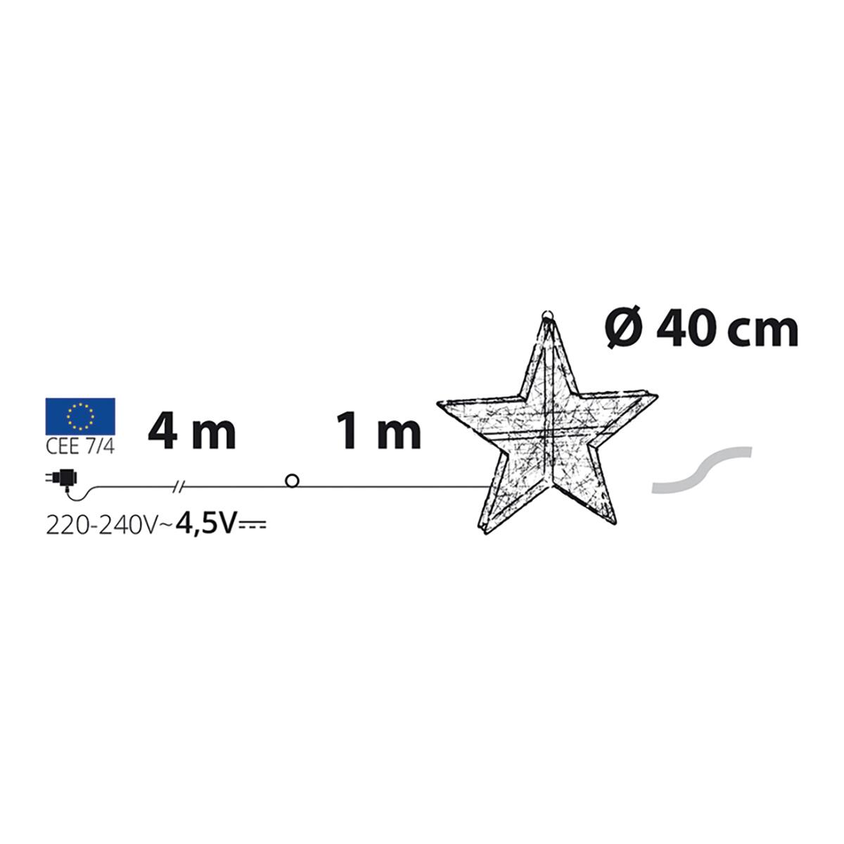 Stella decorativa luminosa 3D 180 lampadine led bianco caldo L 1.2 m x H 60 cm - 7