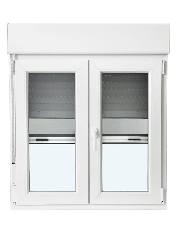 VENTANA PVC BLANCA OSCILOBATIENTE 4 CAMARAS CON PERSIANA Y MOSQUITERA 100 X 118 CM