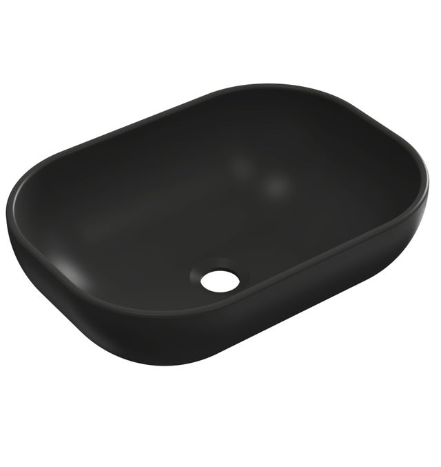 LAVABO SOBREPONER OVALADO 46.5X34X12CM NEGRO MATE