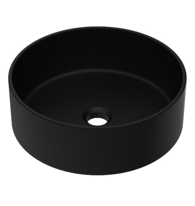 LAVABO SOBREPONER REDONDO 36CM NEGRO MATE