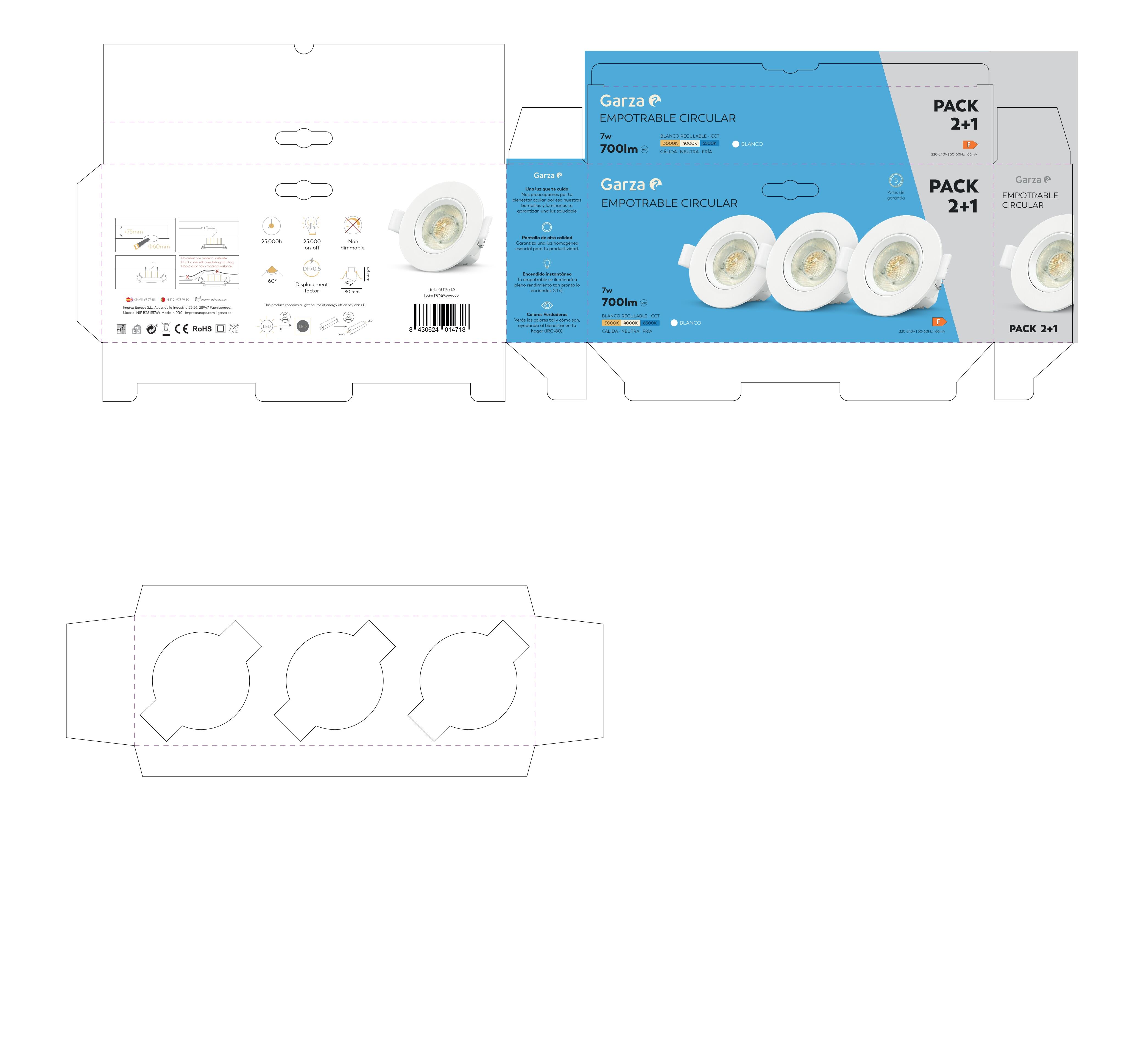 Downlight LED orientable GARZA blanco redondo ø8 cm 700 lm color luz de ...