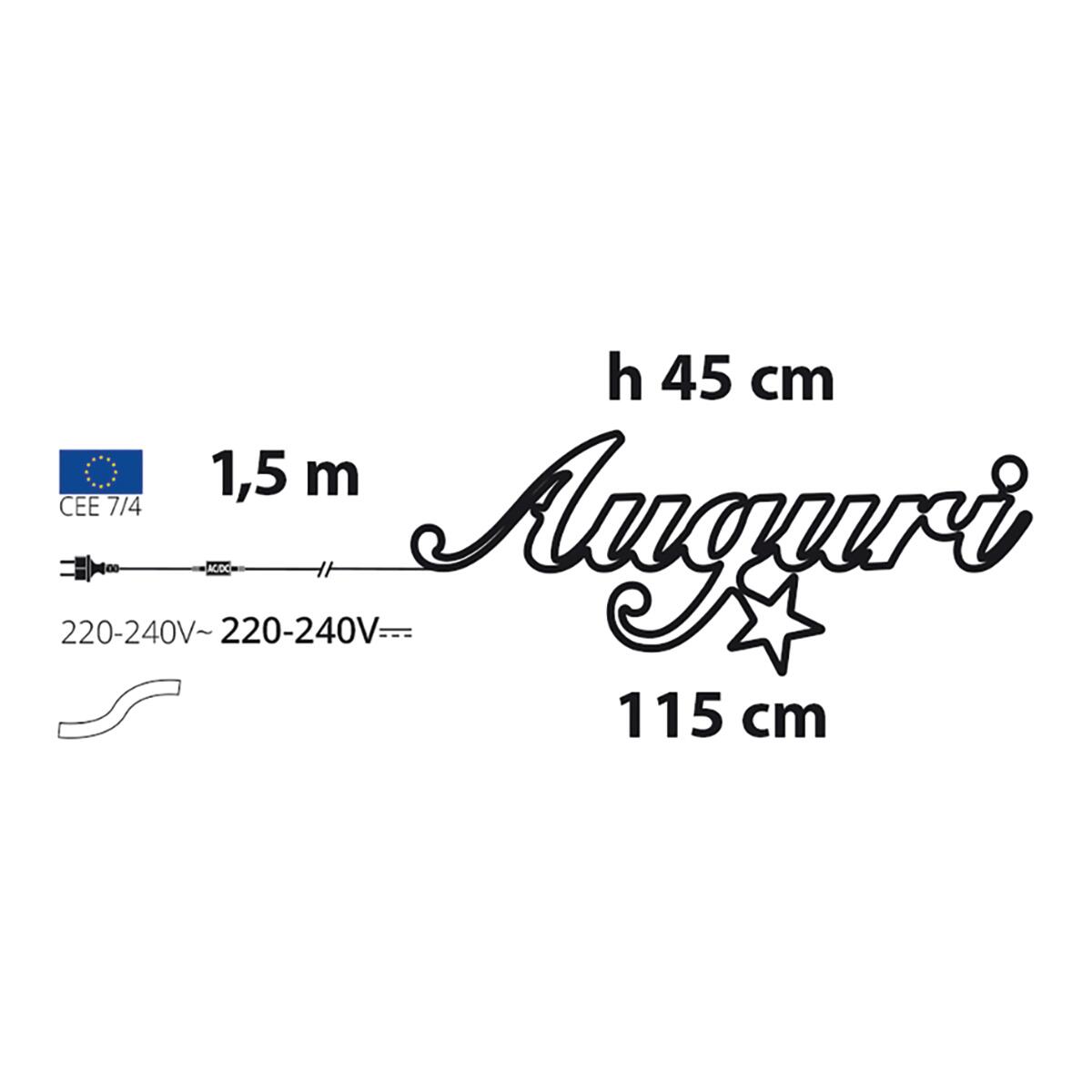 Scritta luminosa Auguri 840 lampadine led bianco caldo L 2 m x H 45 cm - 5