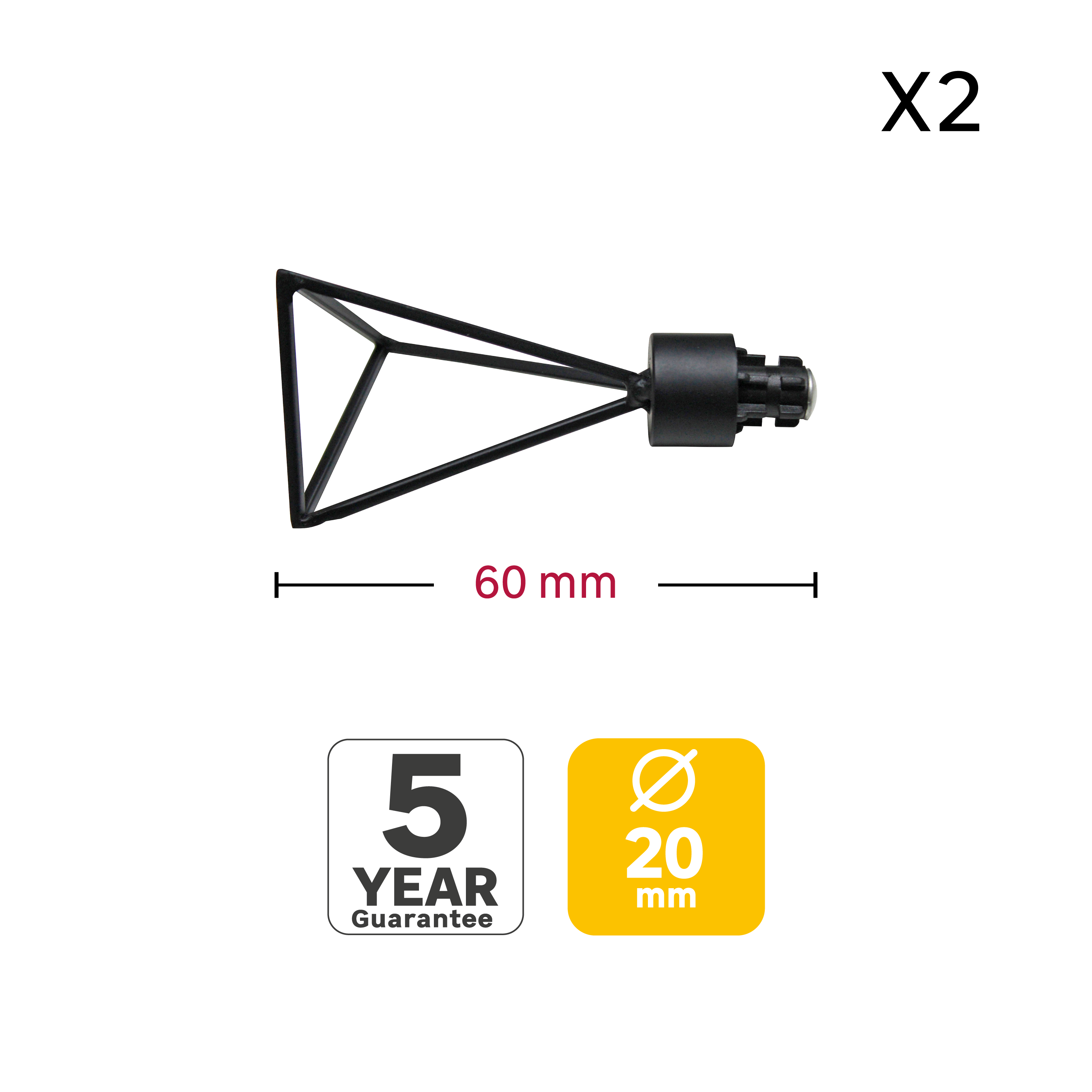 2 terminais para varão de cortina D20mm aço easyfix preto Inspire preto - 4
