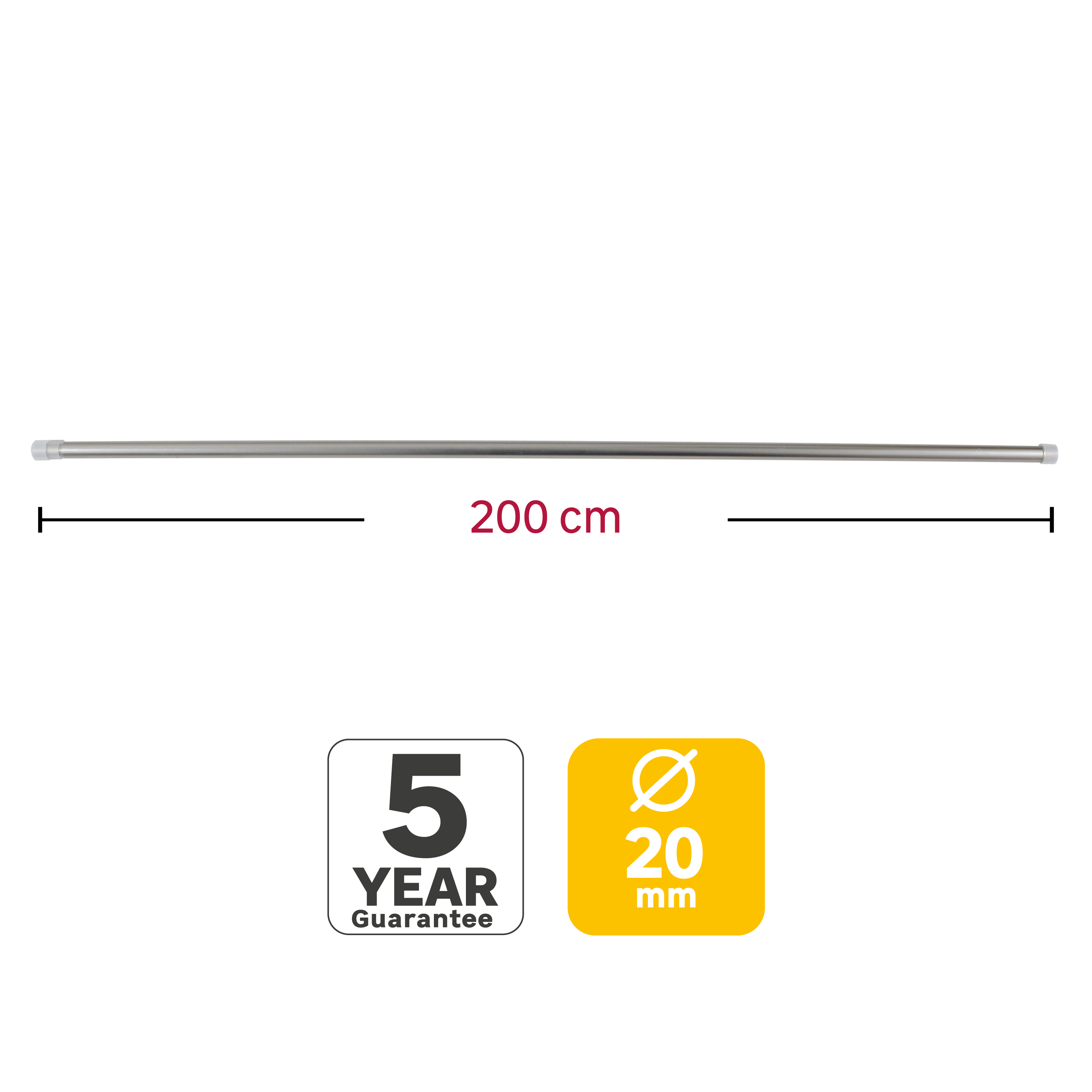 Varão Inspire easyfix metal d20cm 2.00m cromado mate - 4