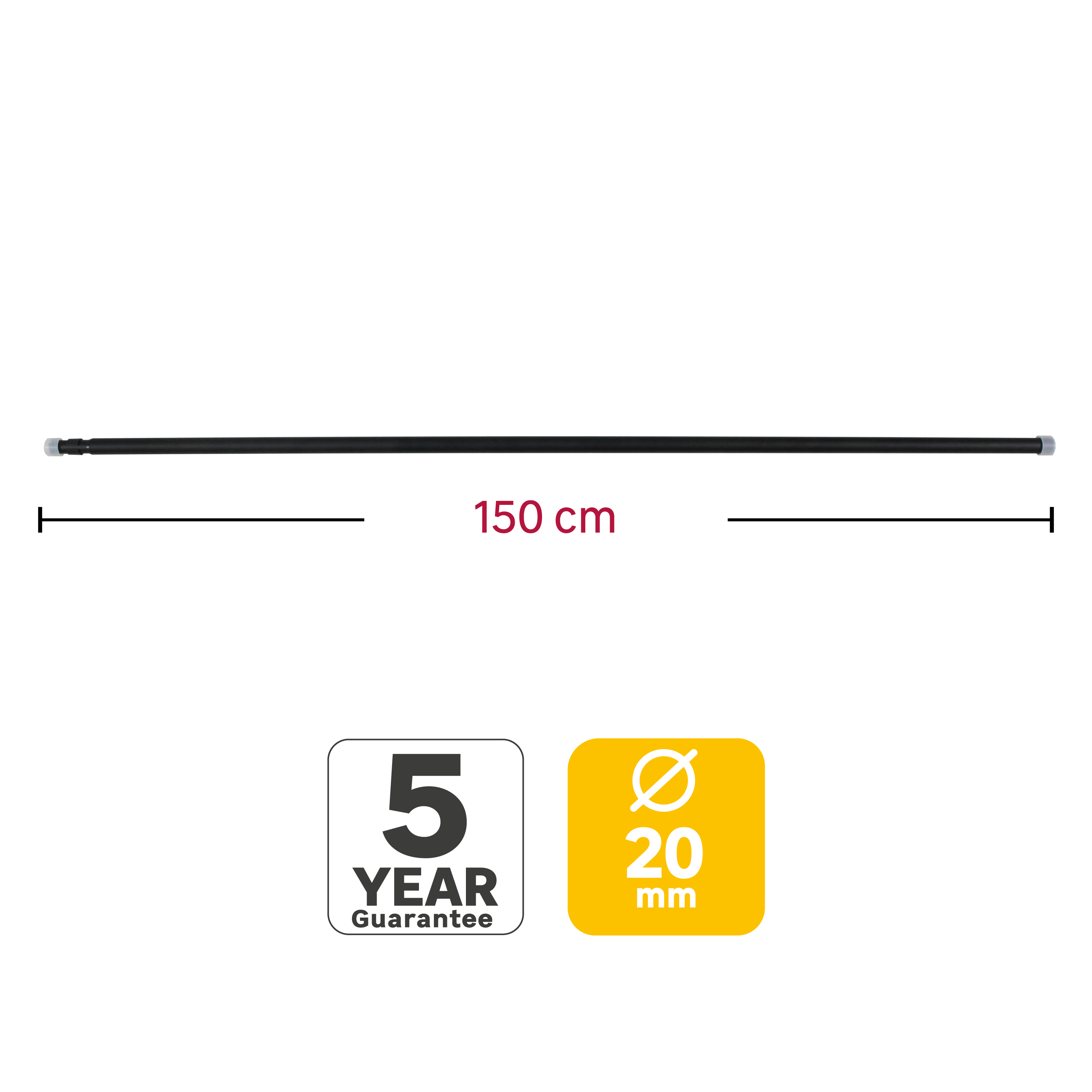 Barra para cortina acero color negro mate Design INSPIRE diámetro 20 mm 150 cm - 3