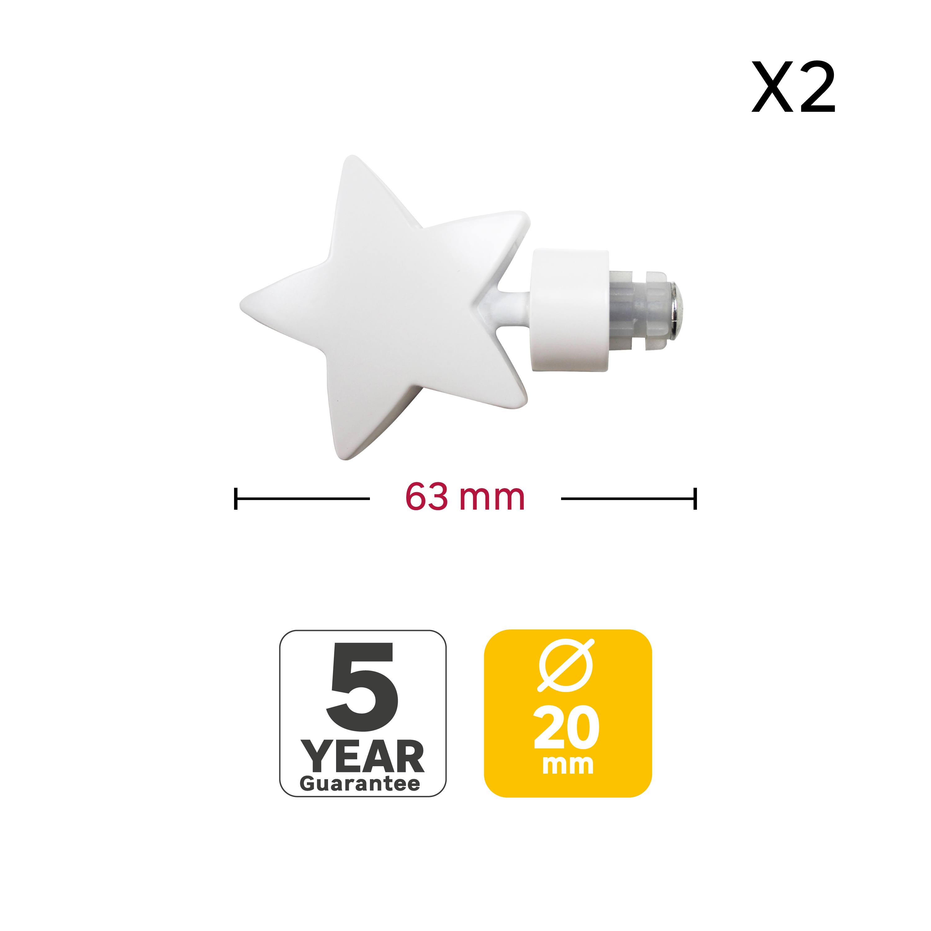 2 terminais para varão de cortina D20mm alumínio easyfix Inspire branco - 7