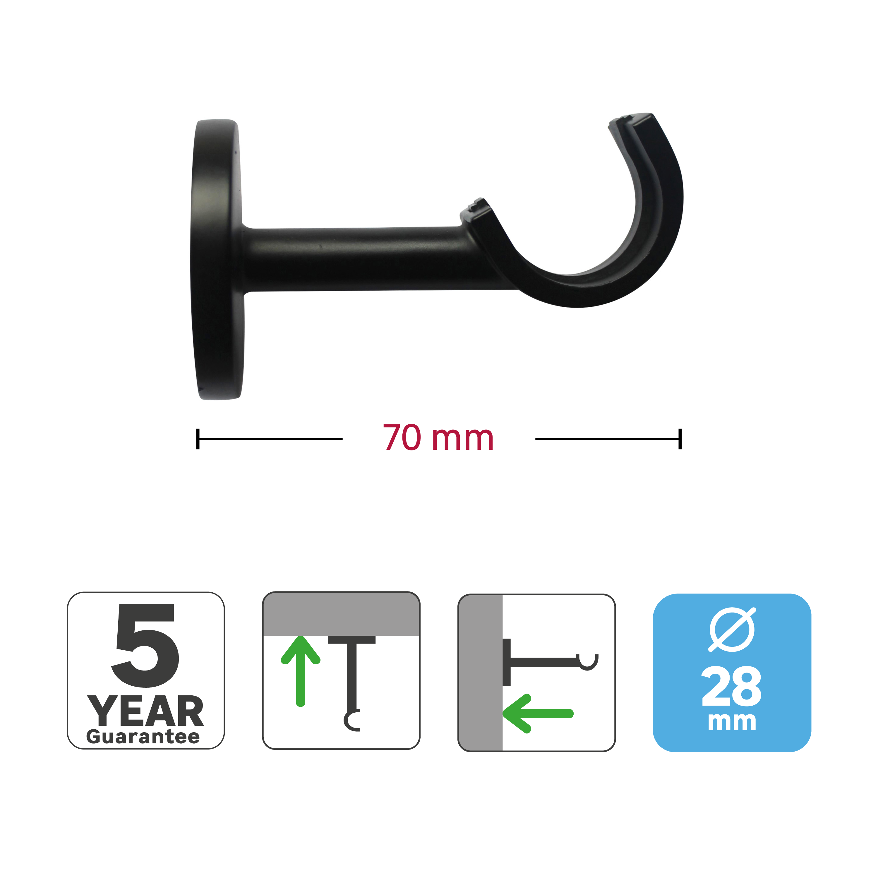 Suporte INSPIRE easyfix teto d28cm 6.8cm preto - 4