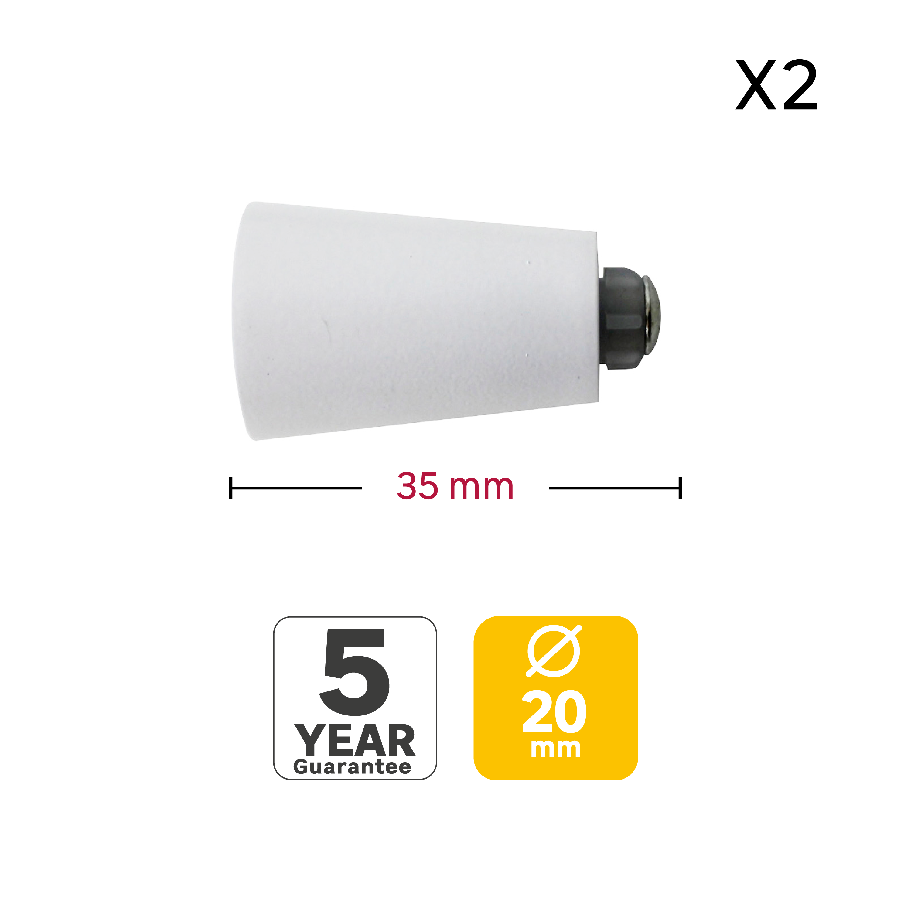 2 terminais para varão de cortina D20mm alumínio easyfix Inspire branco - 4