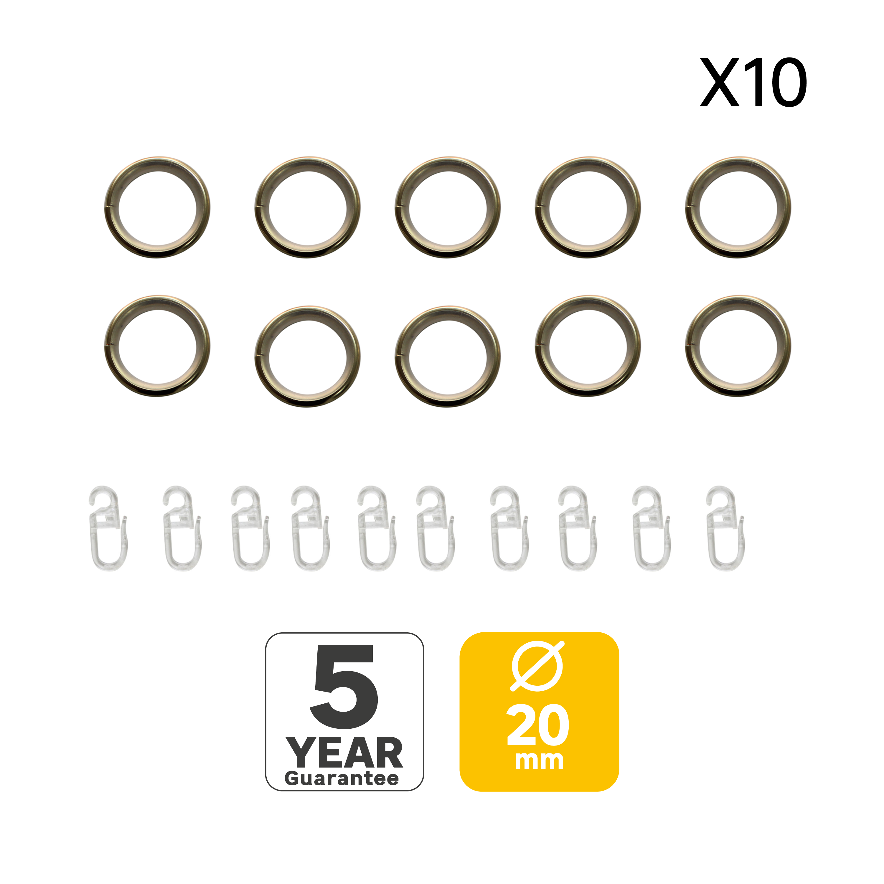 Kit 10 Argolas INSPIRE GANCHO D25CM METAL/LATÃO - 2