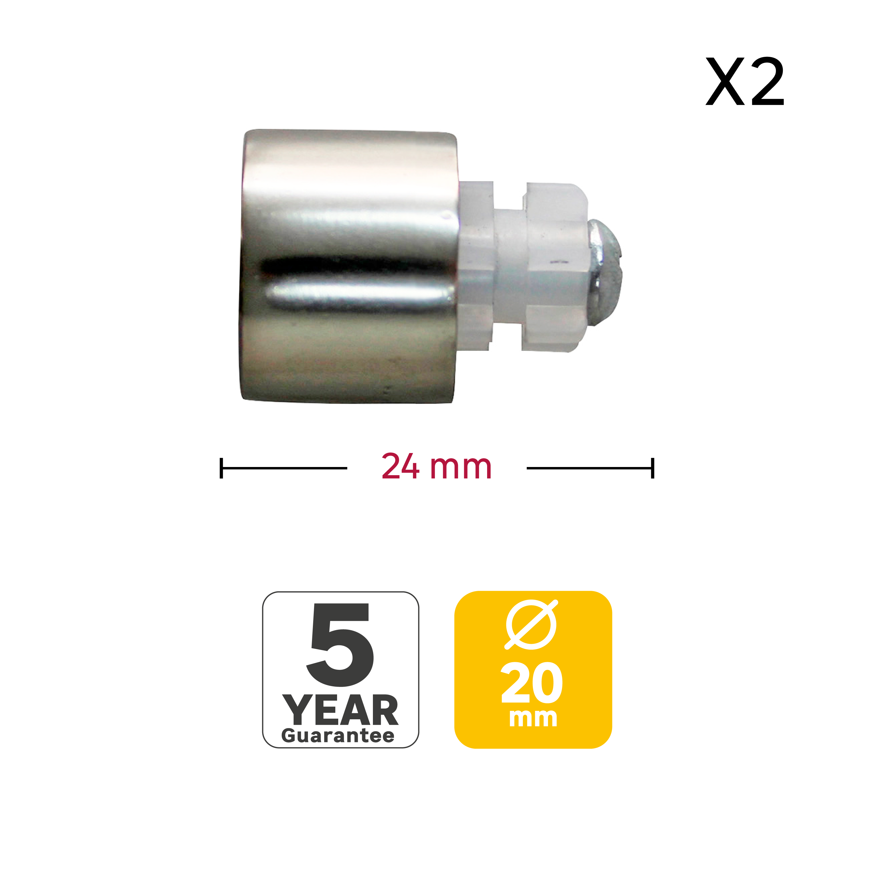 2 terminais para varão de cortina D20mm alumínio easyfix Inspire cinza - 3