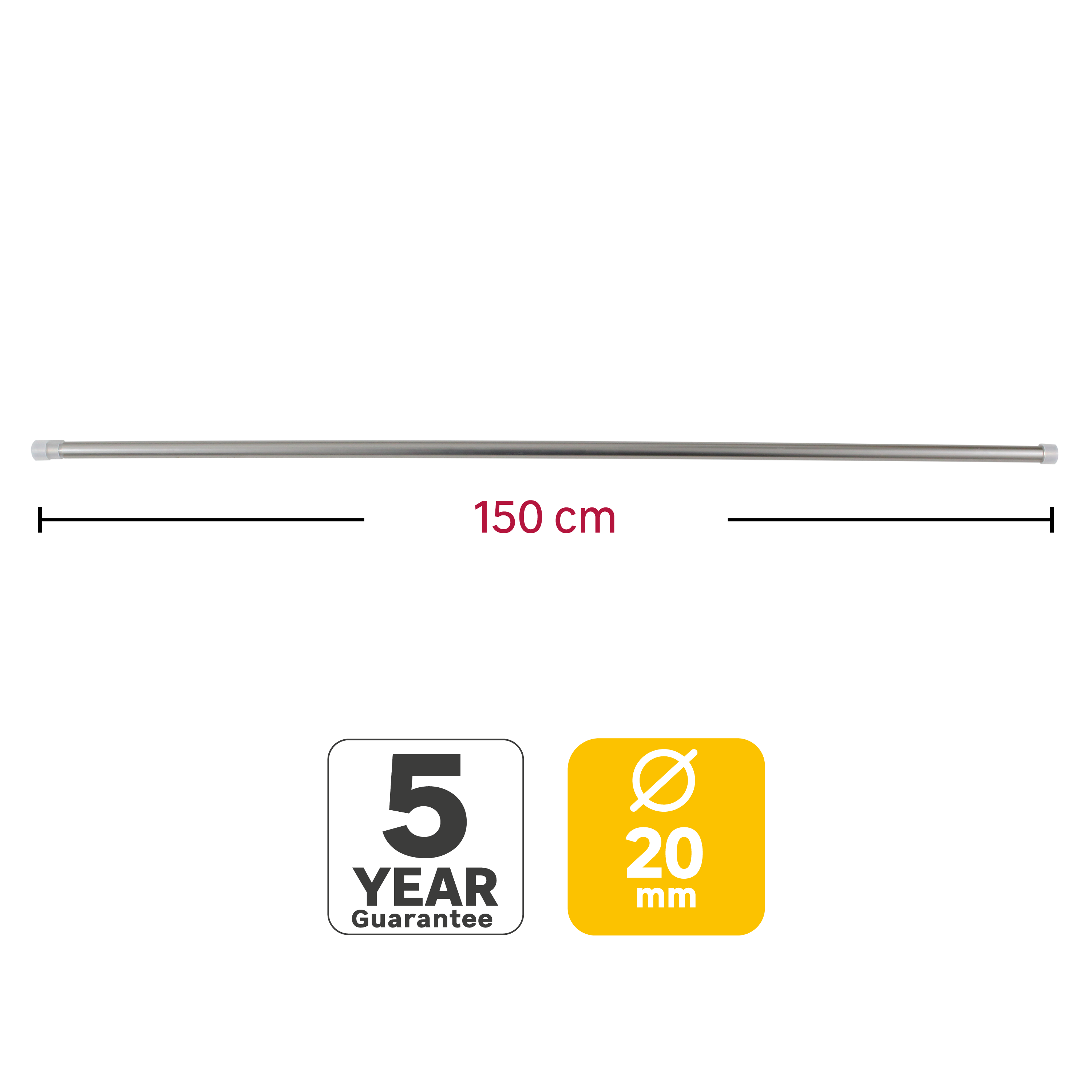 Varão Inspire easyfix metal d20cm 1.50m cromado mate - 6