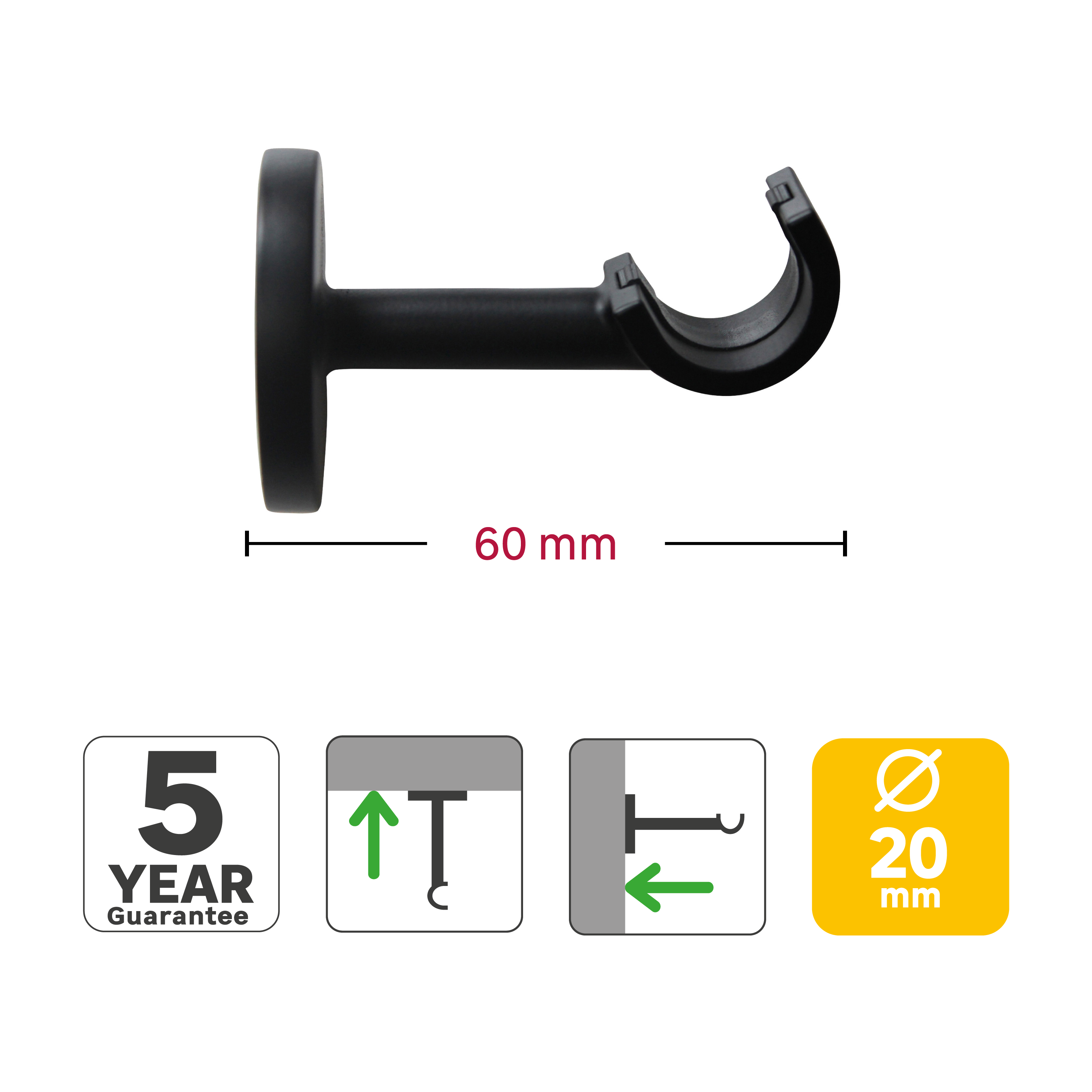 2 suportes INSPIRE EASYFIX TETO D20CM 4.6CM PRETO - 5