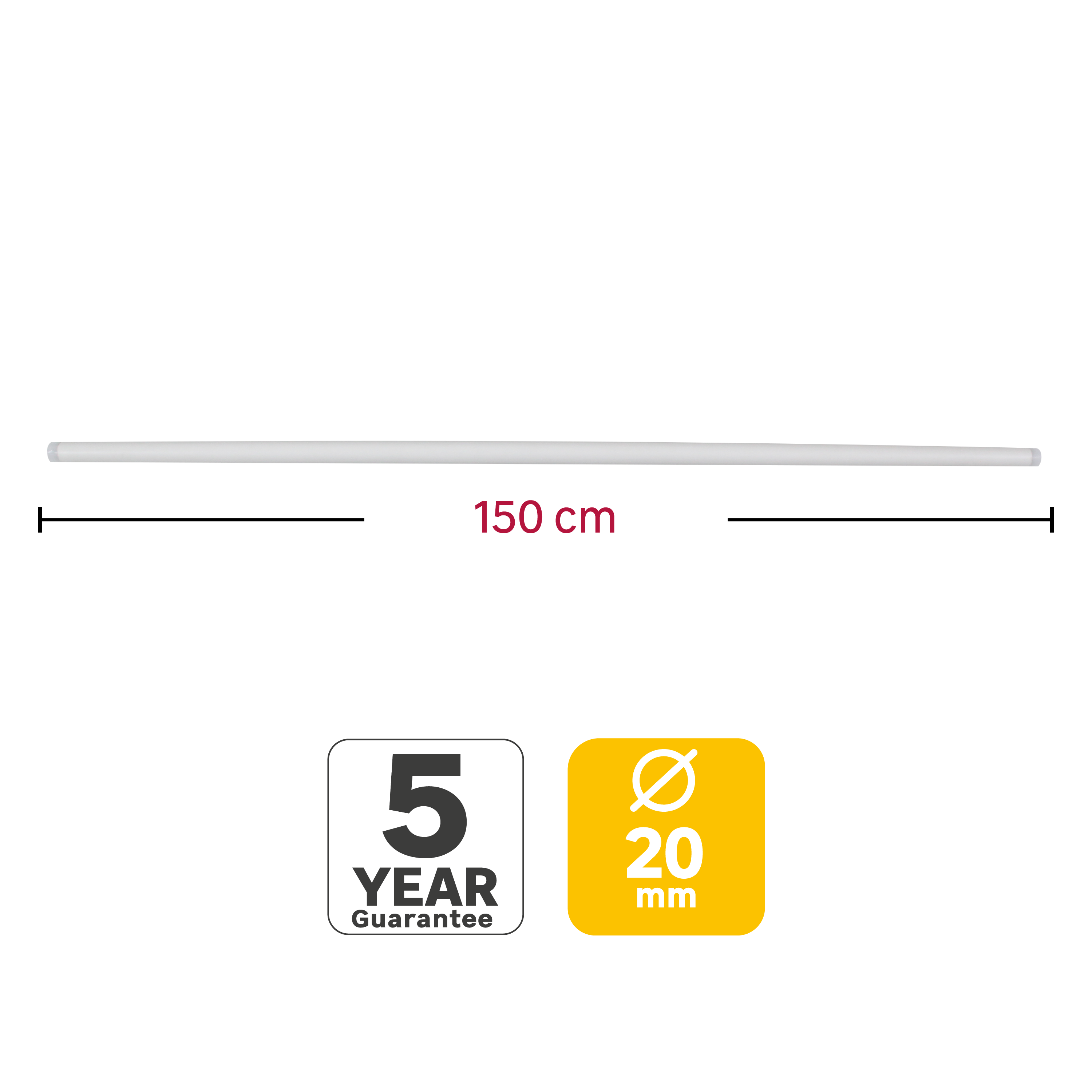 Varão Inspire easyfix metal d20cm 1.50m branco mate - 7