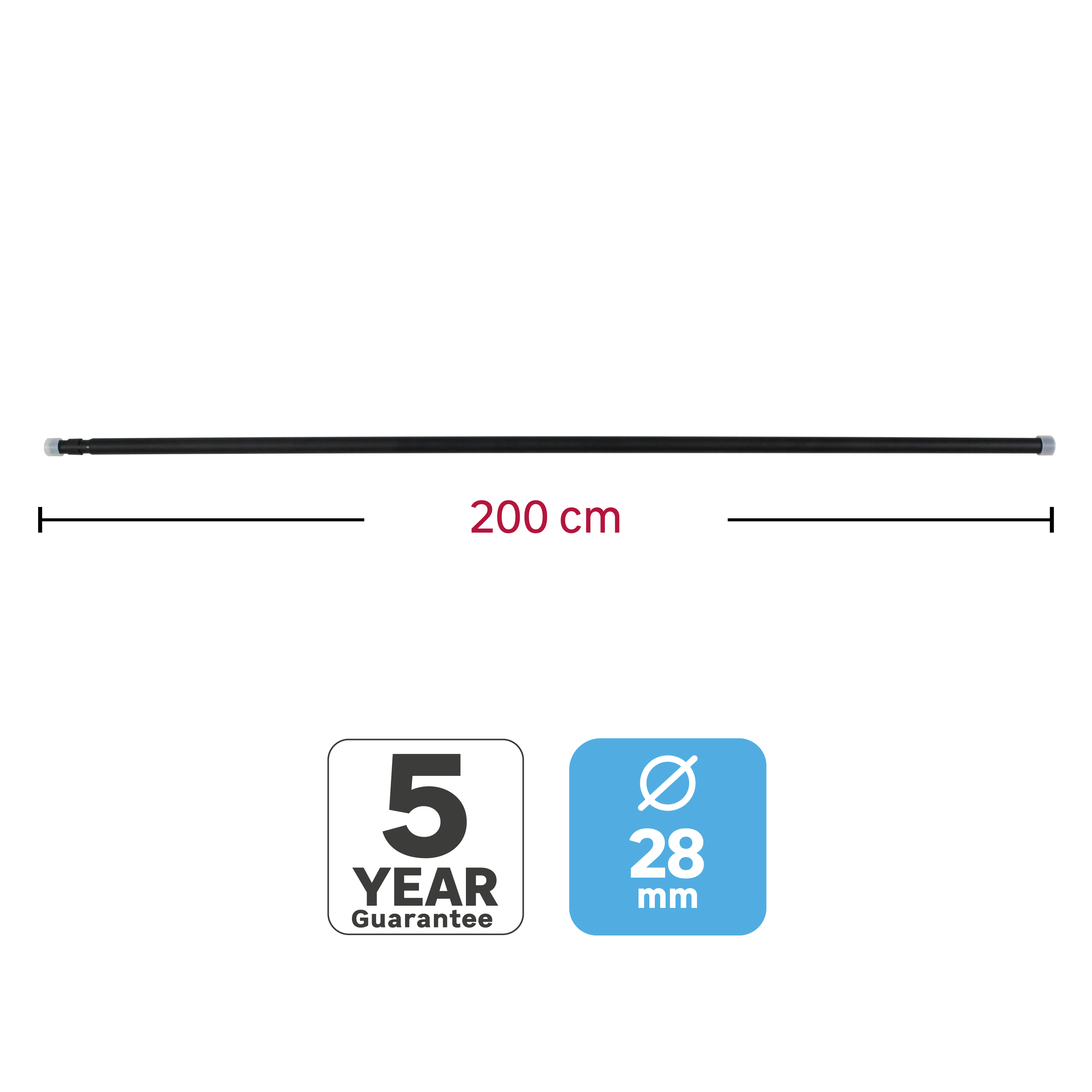 Barra para cortina acero mate Design INSPIRE diámetro 28 mm 200 cm - 3
