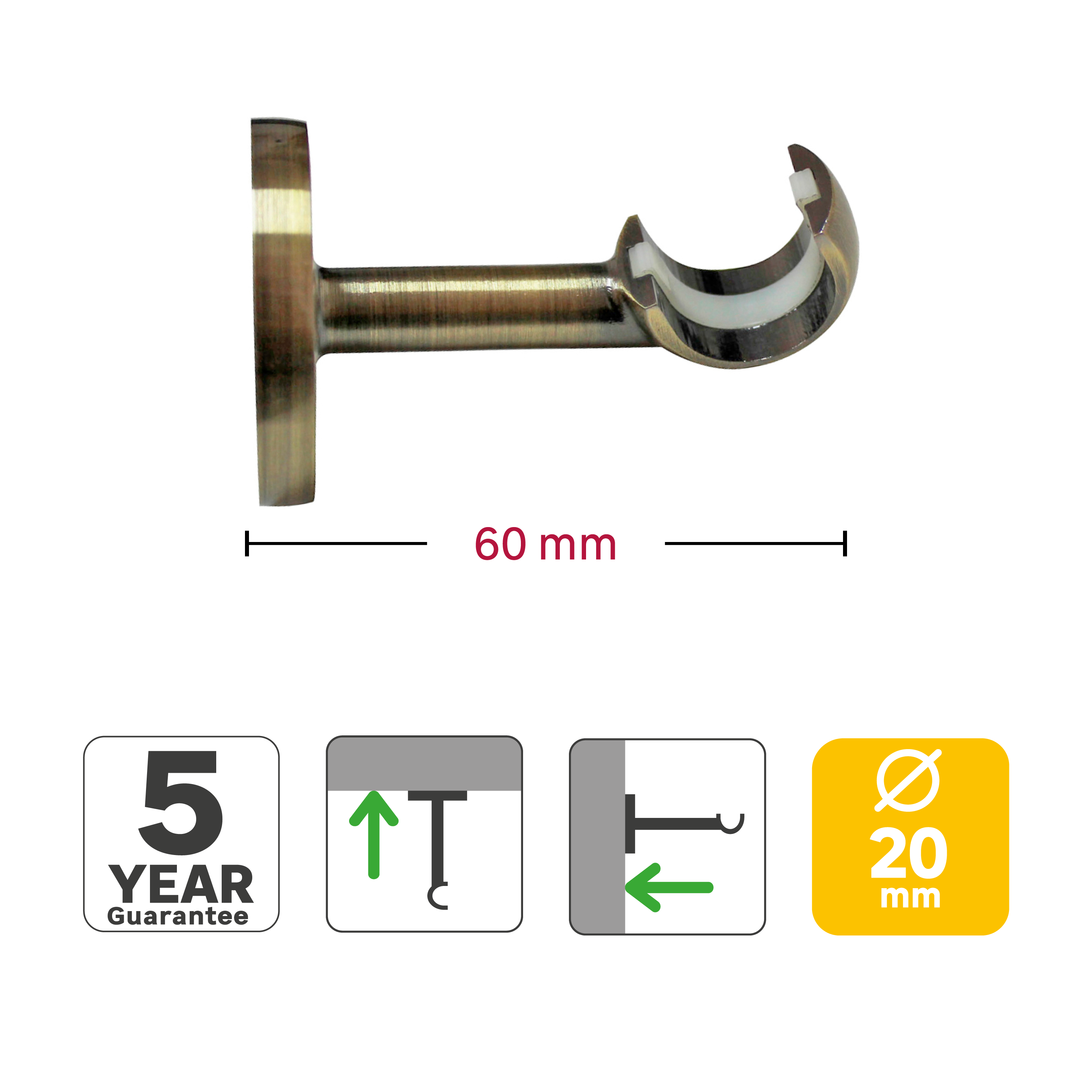 2 suportes INSPIRE EASYFIX TETO D20CM 4.6CM BRONZE - 4