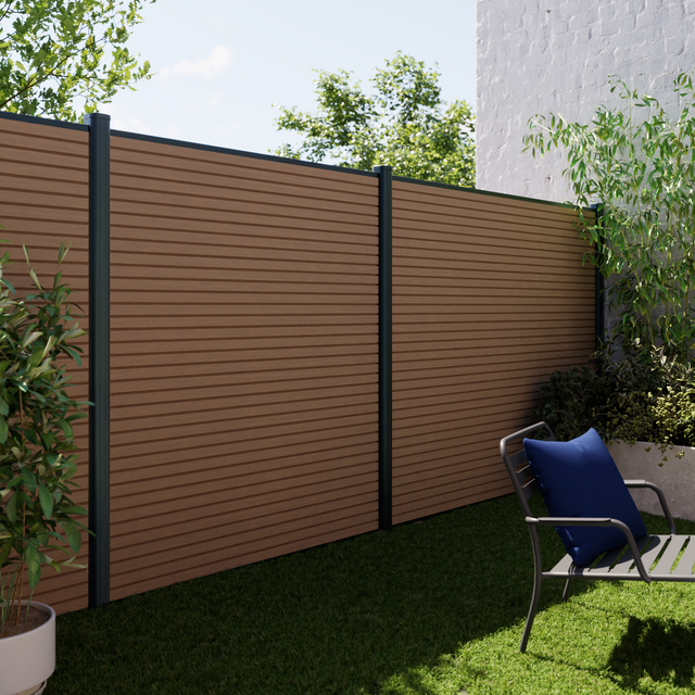 Pack 3 lamas para valla modulable de composite NATERIAL Alaya de 14.7 x 176 cm teka
