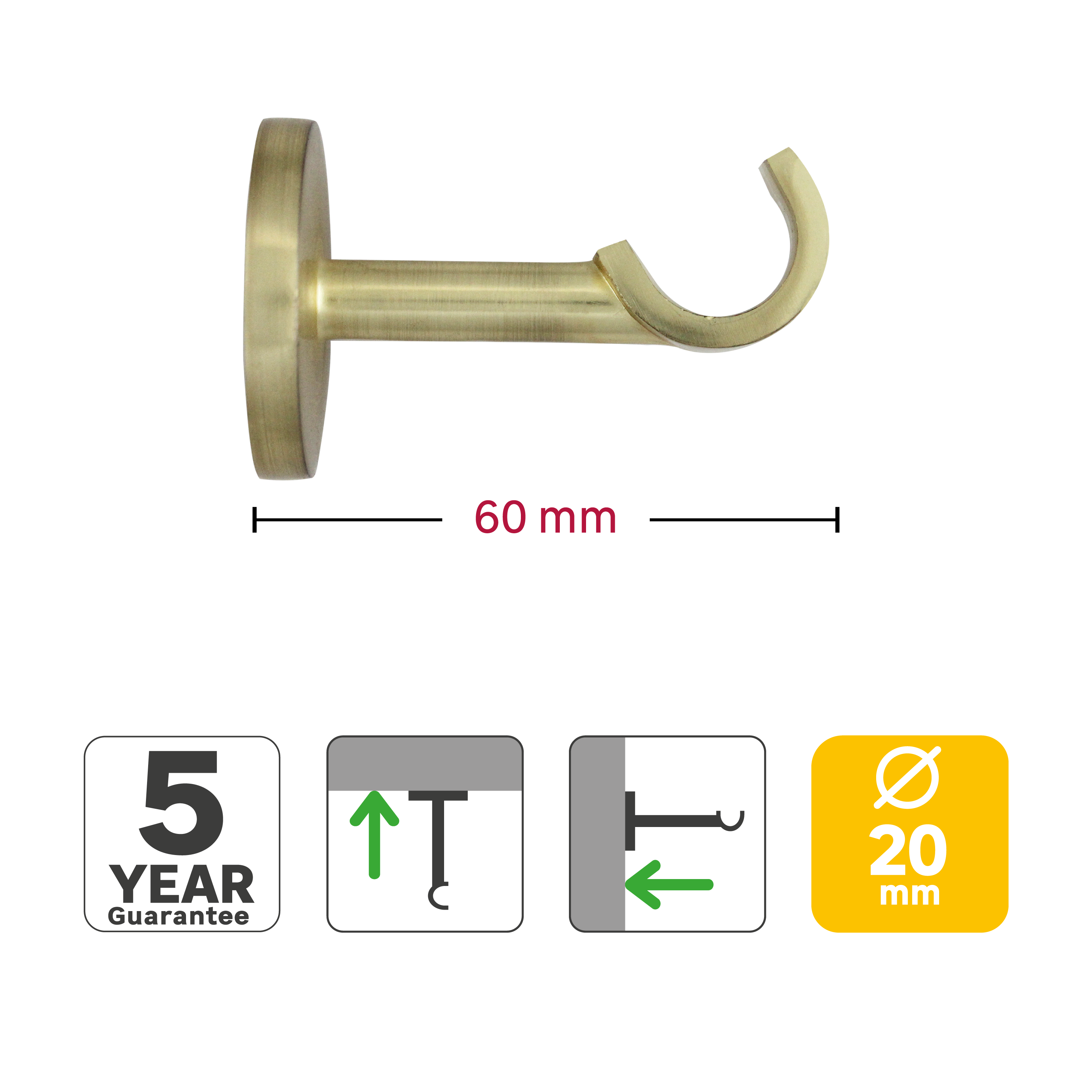 2 Suportes INSPIRE easyfix GLAMY d20cm 60mm dourado - 5