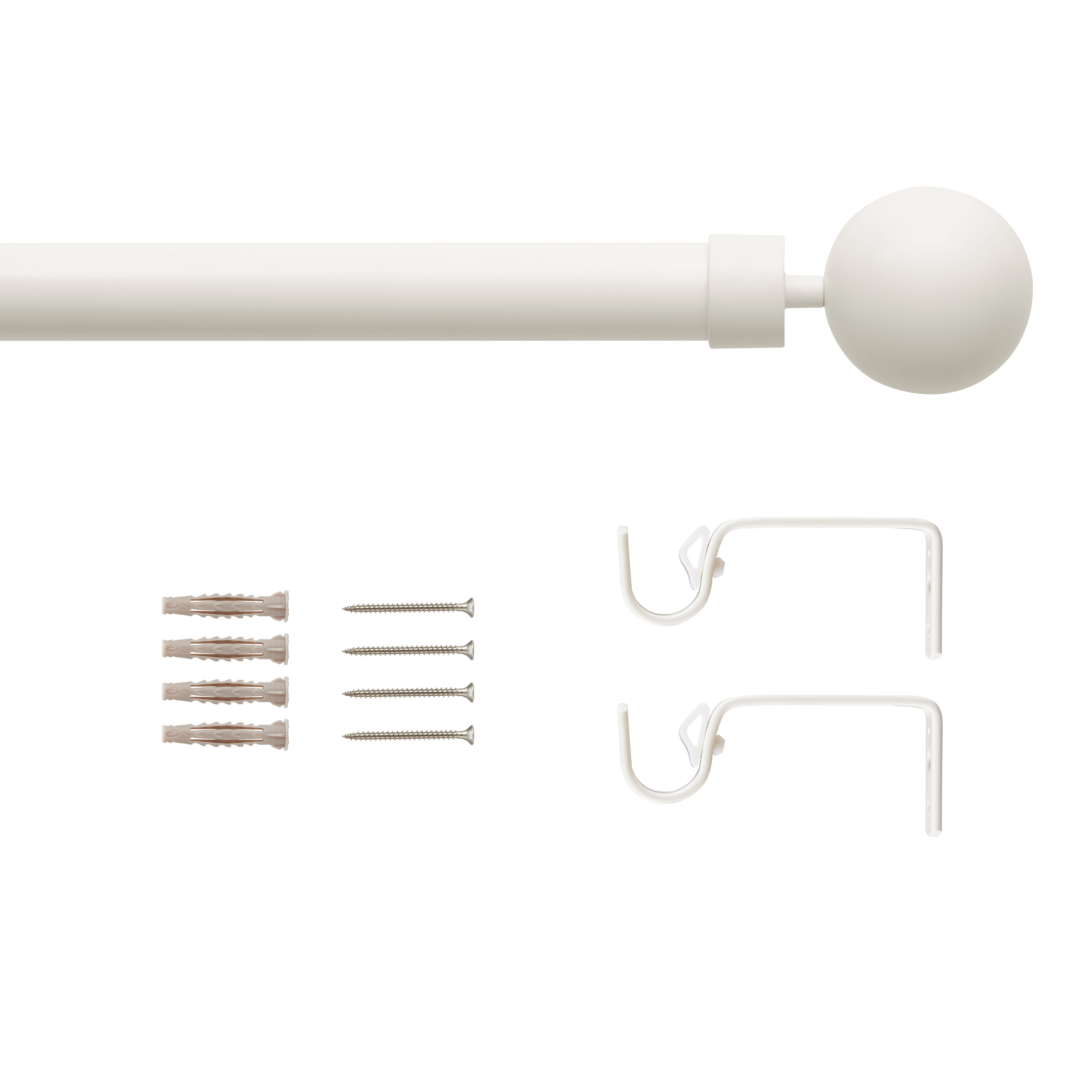 Kit de tringle à rideaux blanc Ball, L.120 - 210.0 cm, diam.19.0 mm, INSPIRE - 2