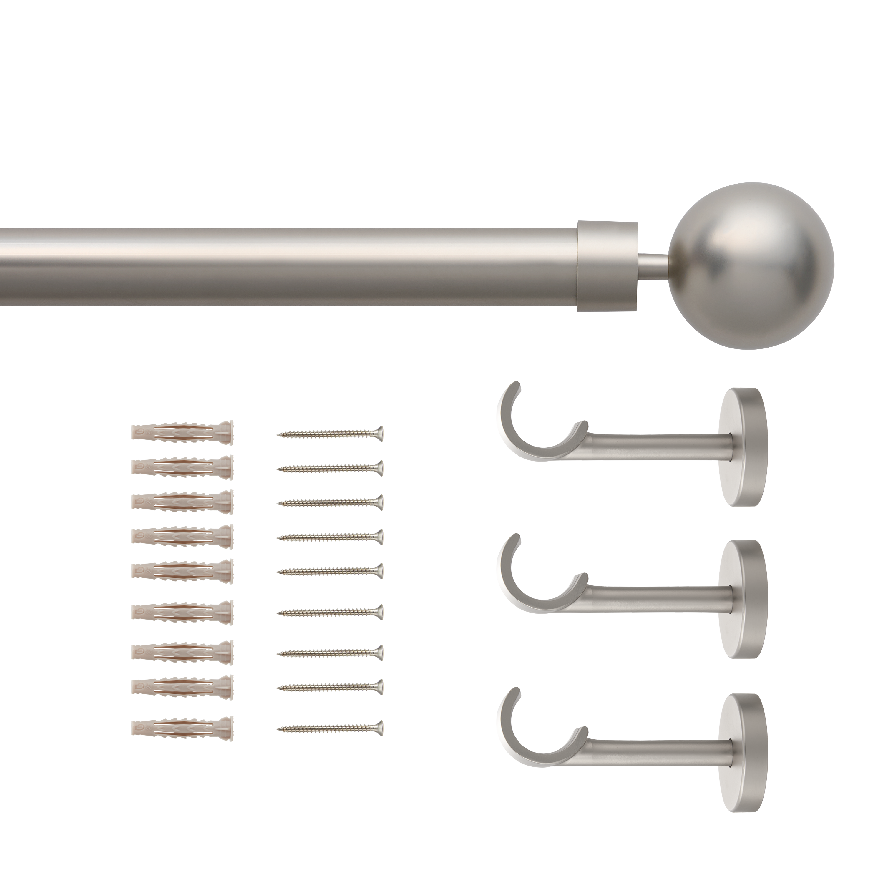 Kit de varões extensível alumínio 28mm cinza - 2