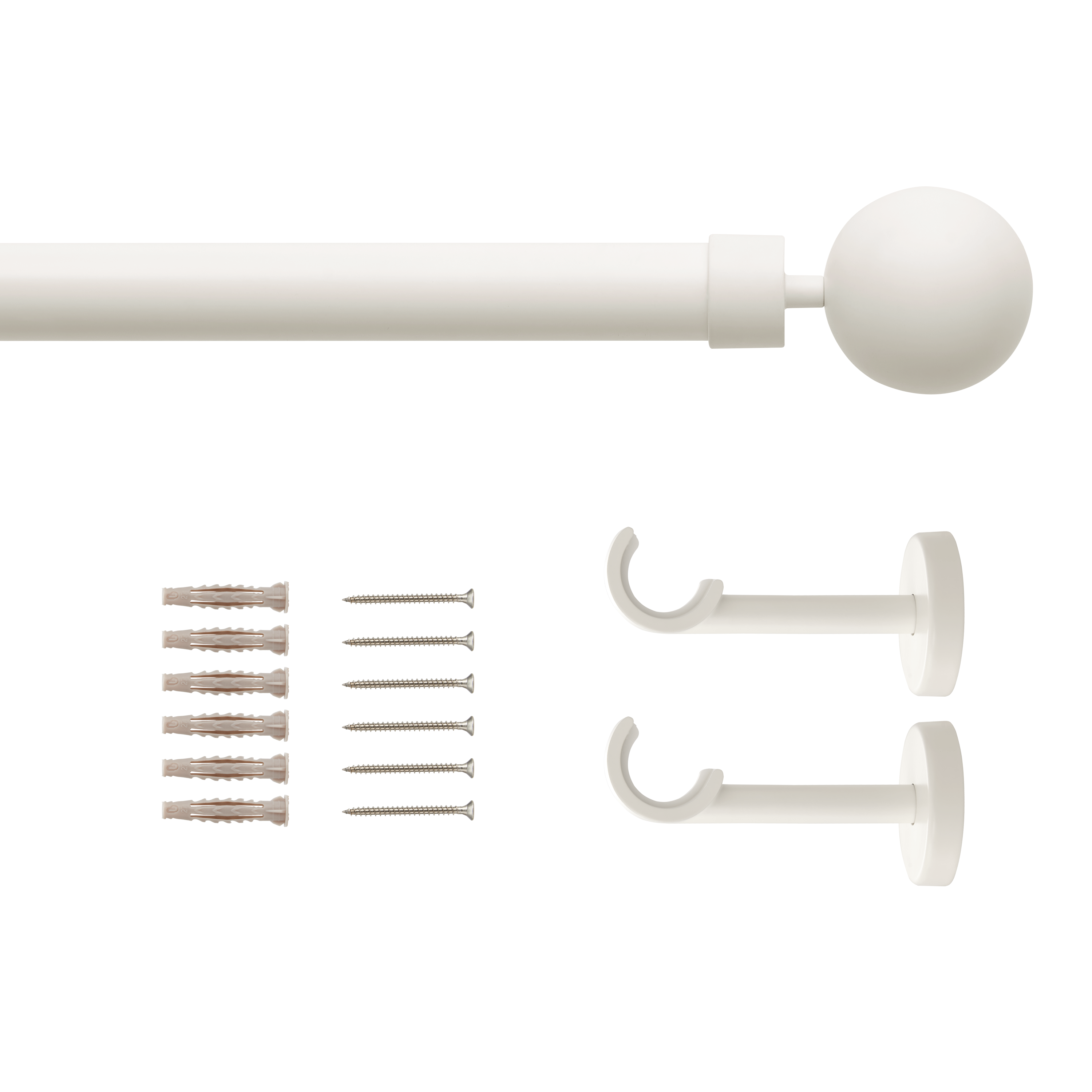 Kit varões extensível 210cm Bola D28mm aço branco Inspire - 2