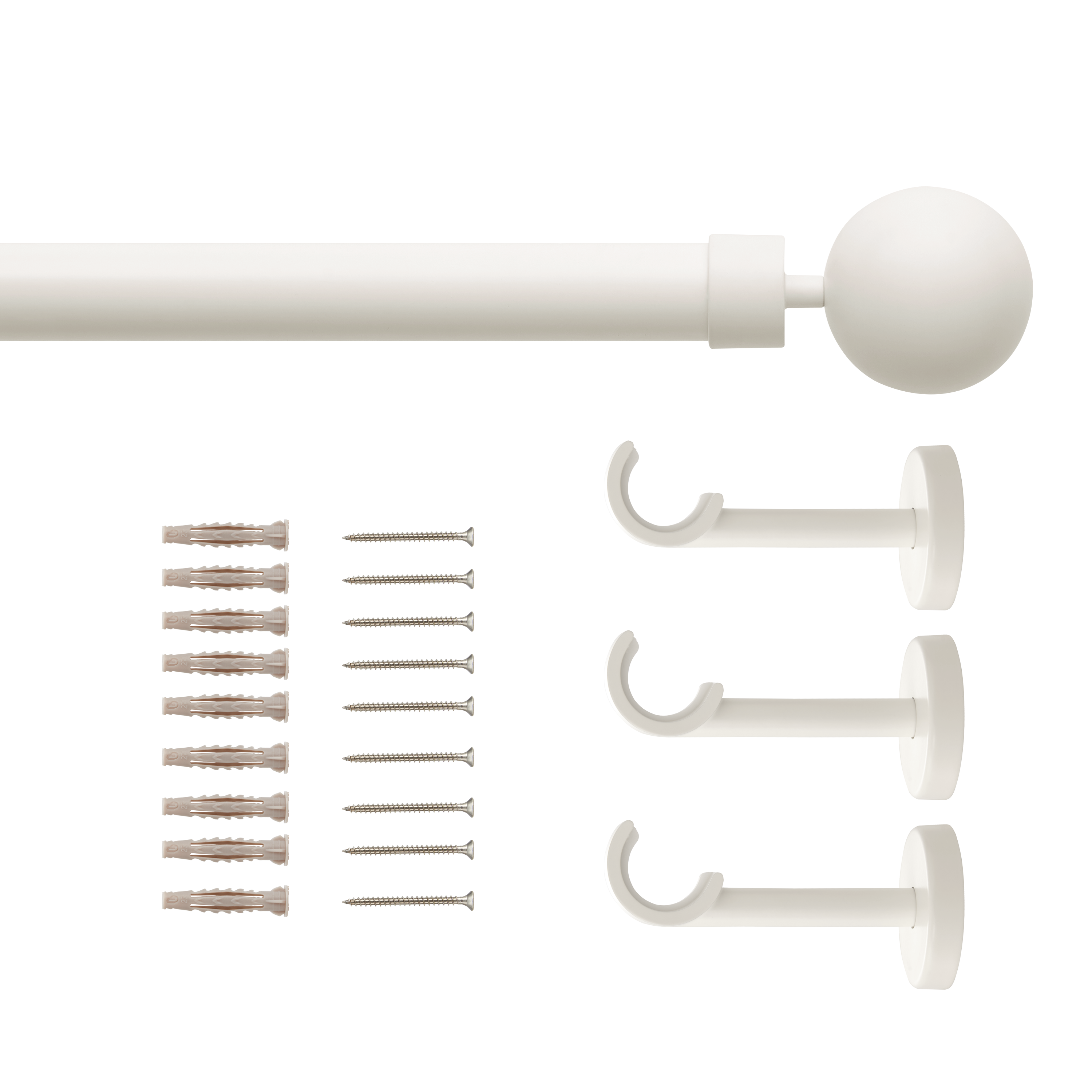 Kit de varões extensível de alumínio 28mm branco - 2