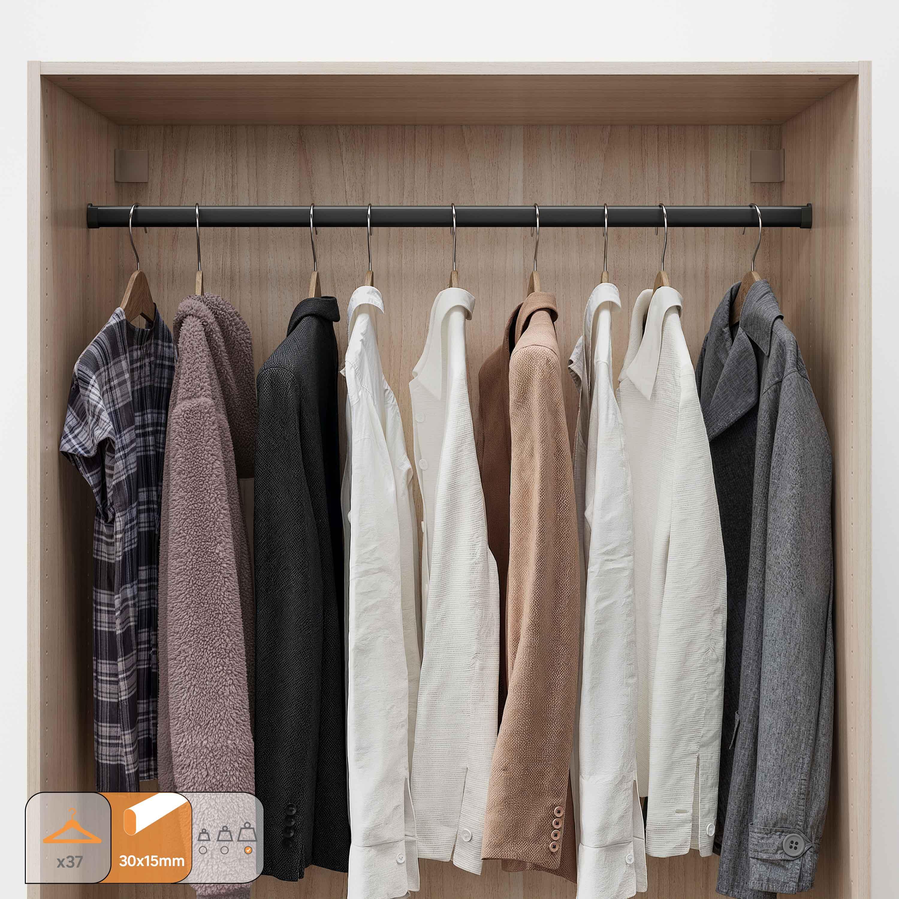 Barre de penderie fixe ovale noir 1M x 30X15mm SPACEO - 3