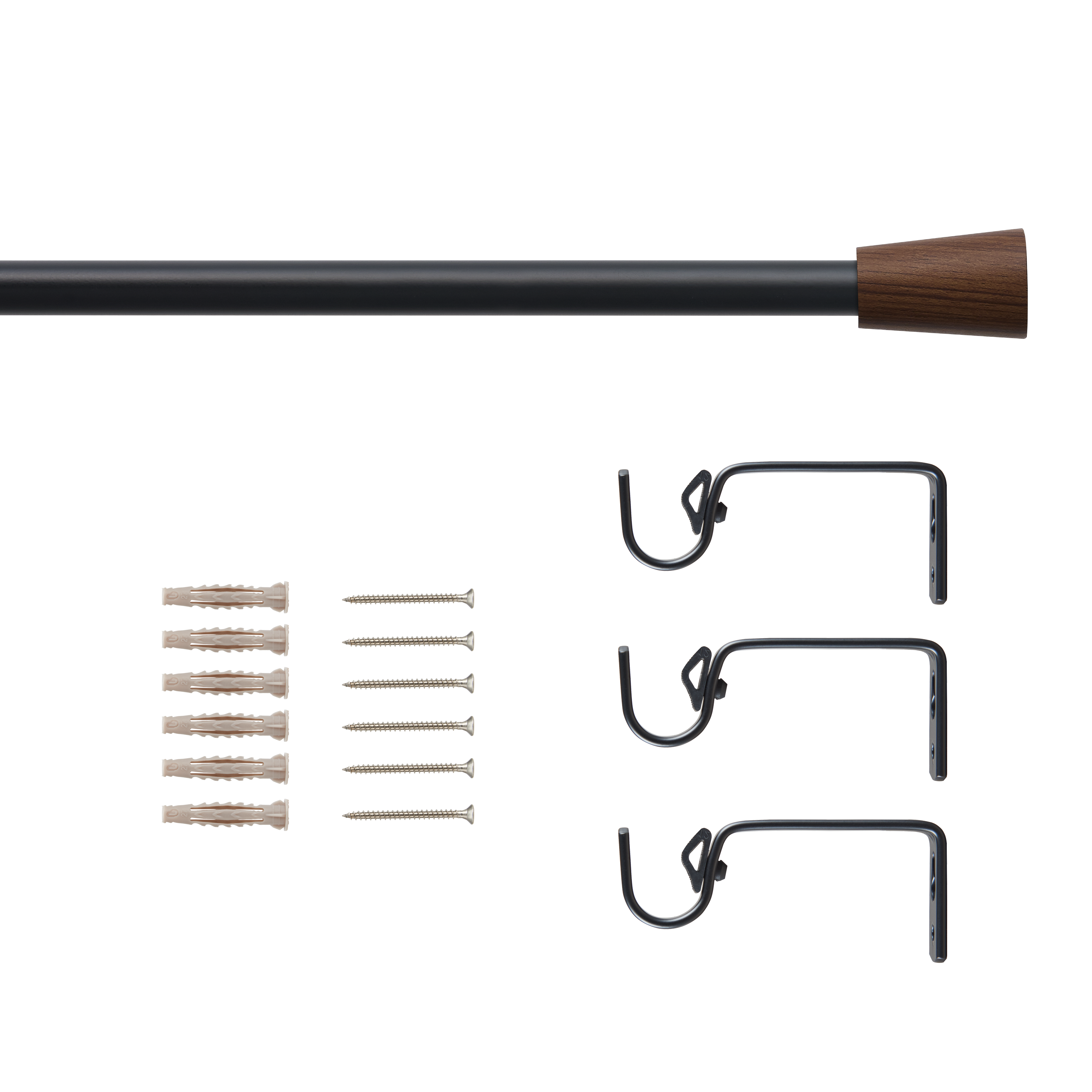 Kit de varões extensível de aço 19mm preto - 2