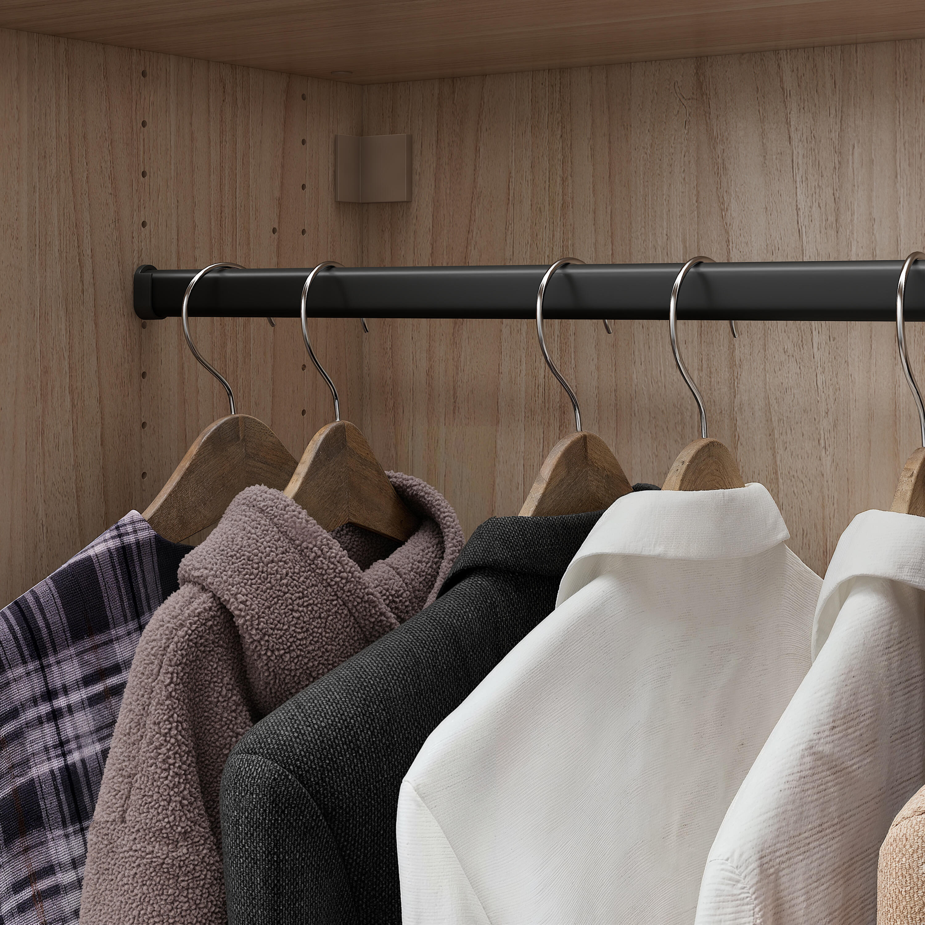 Barre de penderie fixe ovale noir 1M x 30X15mm SPACEO - 2