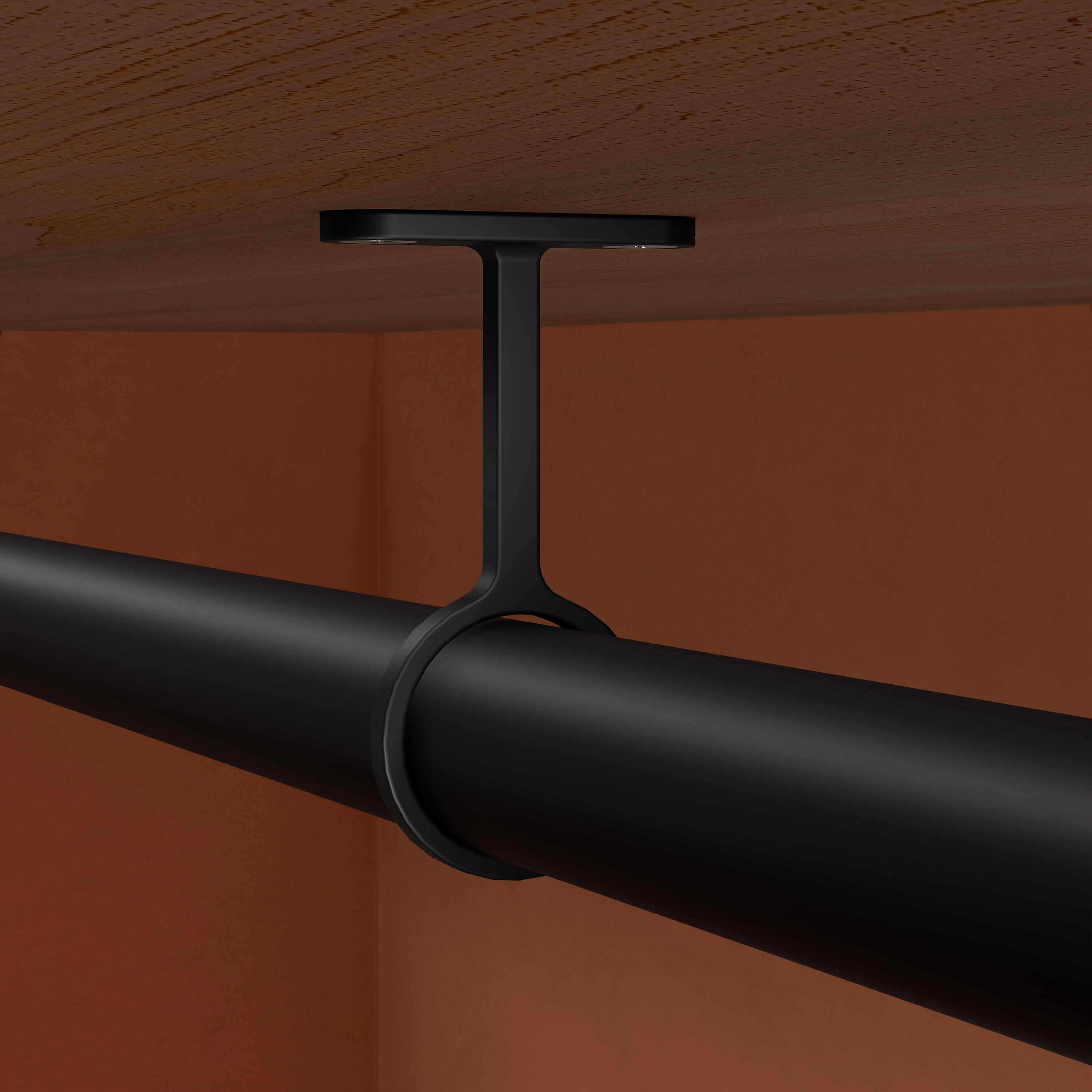 Support de plafond fixe SPACEO pour barre de penderie ronde D25mm noir - 2